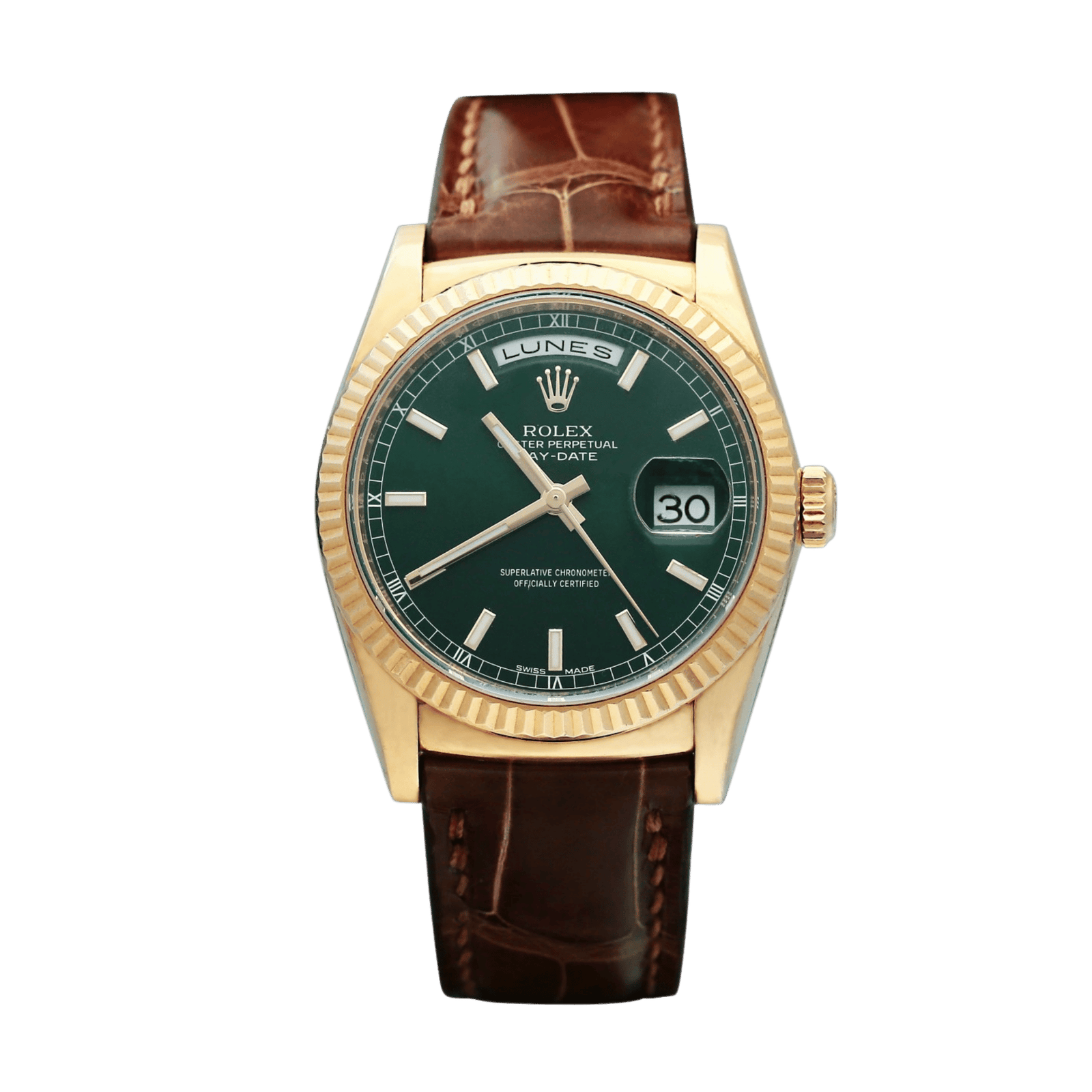 6d66271066af08e3f240988b8e1671e3.png Day Date Yellow Gold Green Dial 36mm - Image 1