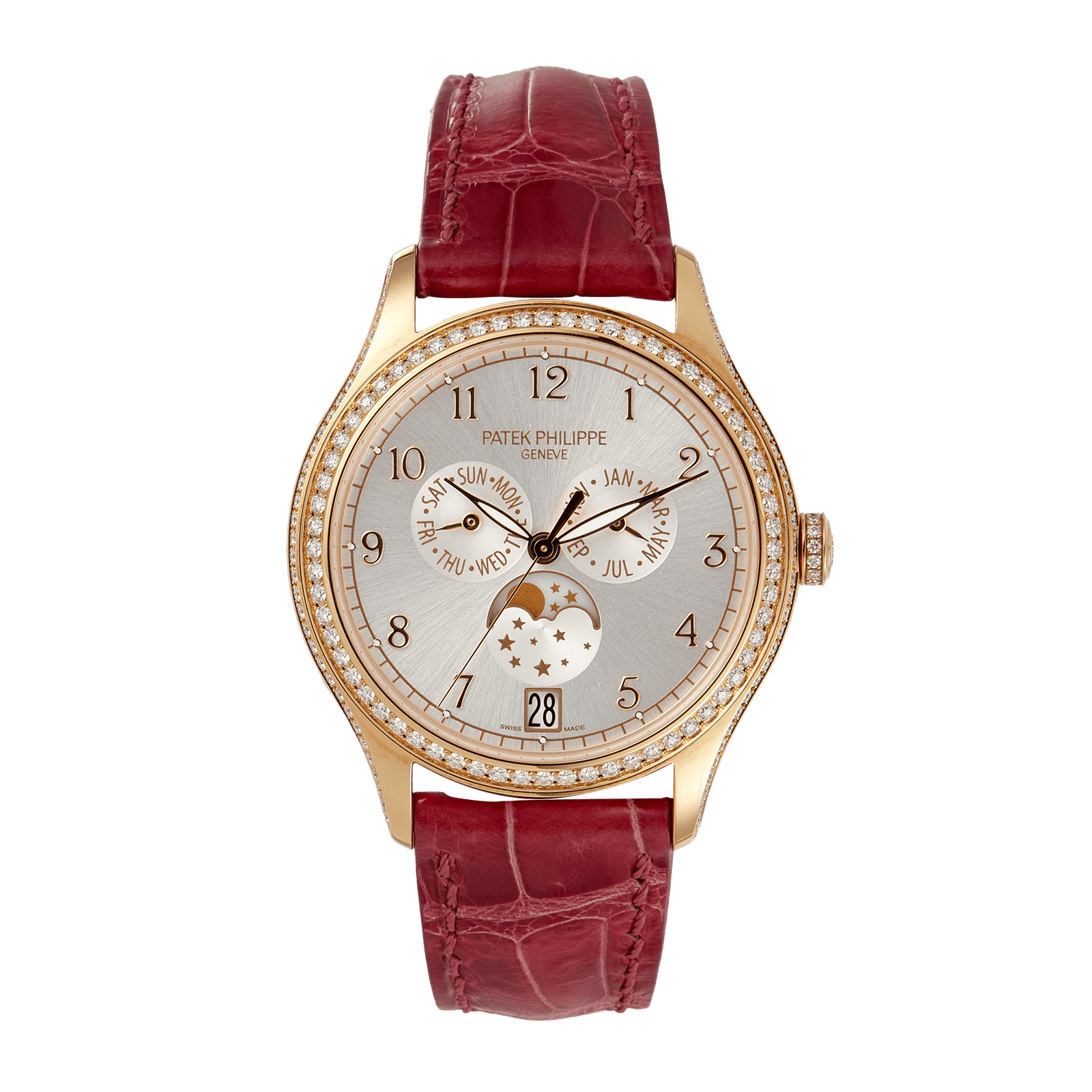 6dfadf66a71bb02b66905d1a6c0f5534.png Annual Calendar Rose Gold Diamond Silver Dial 38mm - Image 1