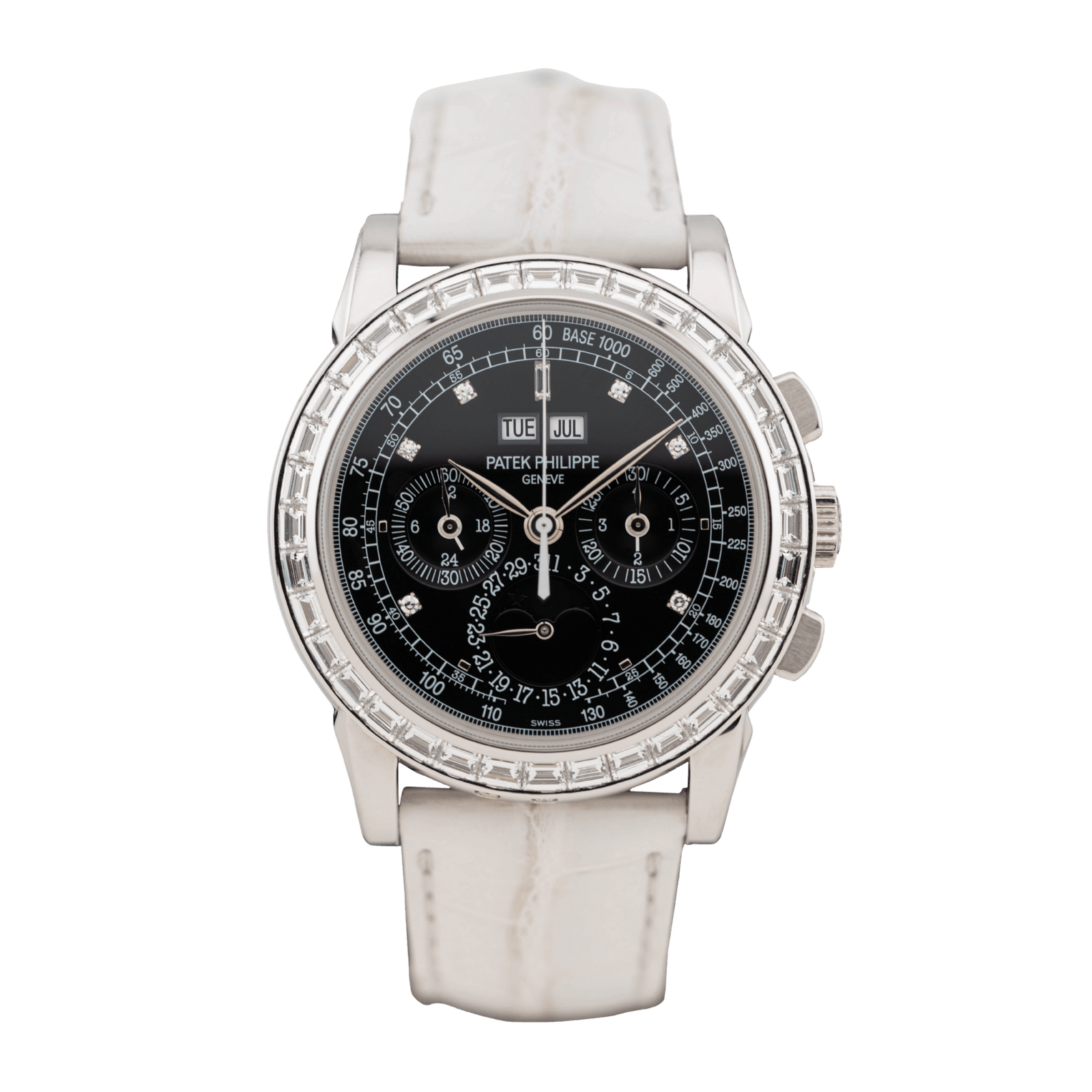 6e413c493f90c94b9db524a717b601c0.png Perpetual Calendar Chronograph Platinum Diamond Black Dial 40mm with Extract from the Archives - Image 1