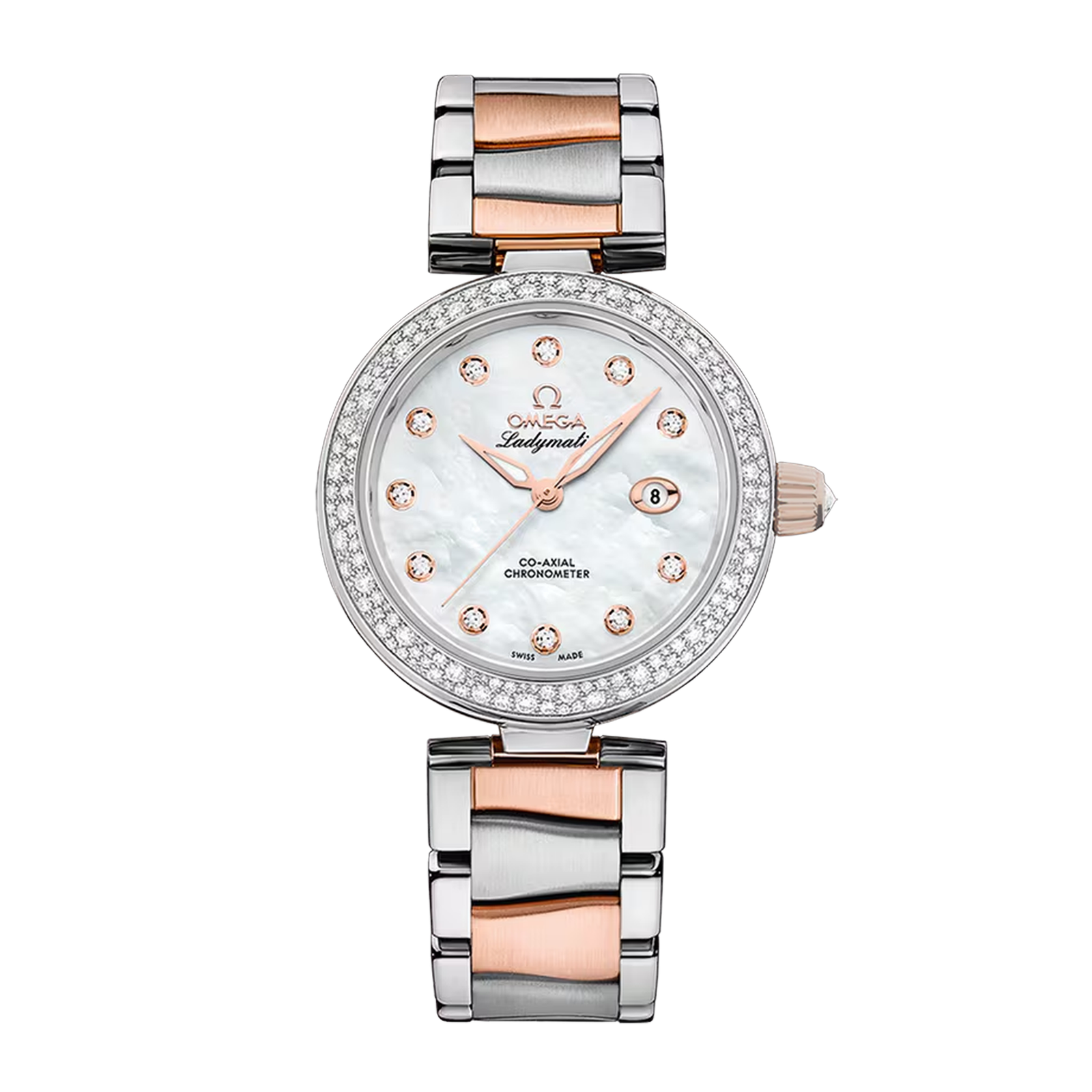 718b5c89053228521f25a5c37c43e157.png LadyMatic Rose Gold & Steel Diamond Mother of Pearl Dial 34mm - Image 1