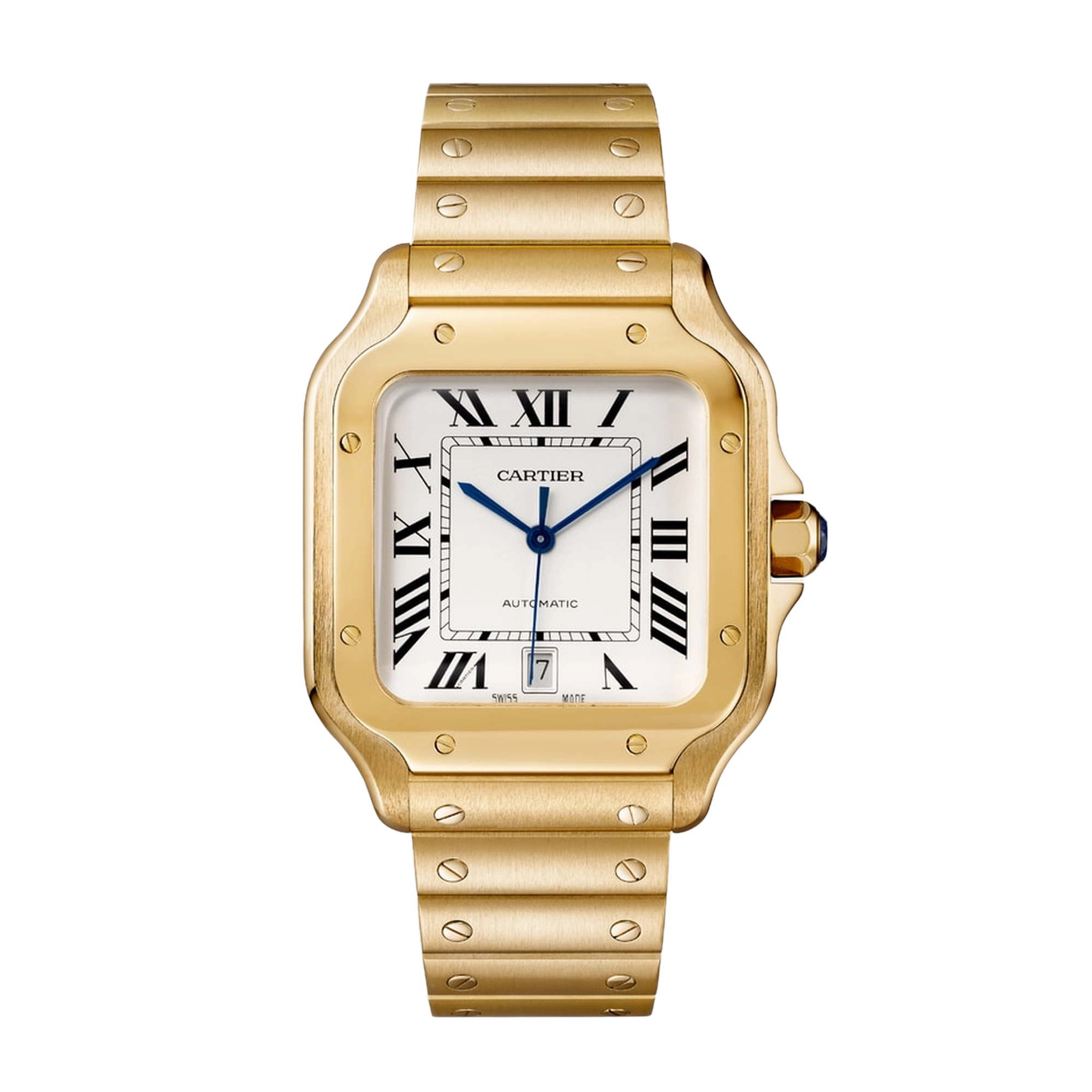 73930342b13d2db45b14190516f521c2.webp Santos de Cartier Yellow Gold White Dial 39mm - Image 1