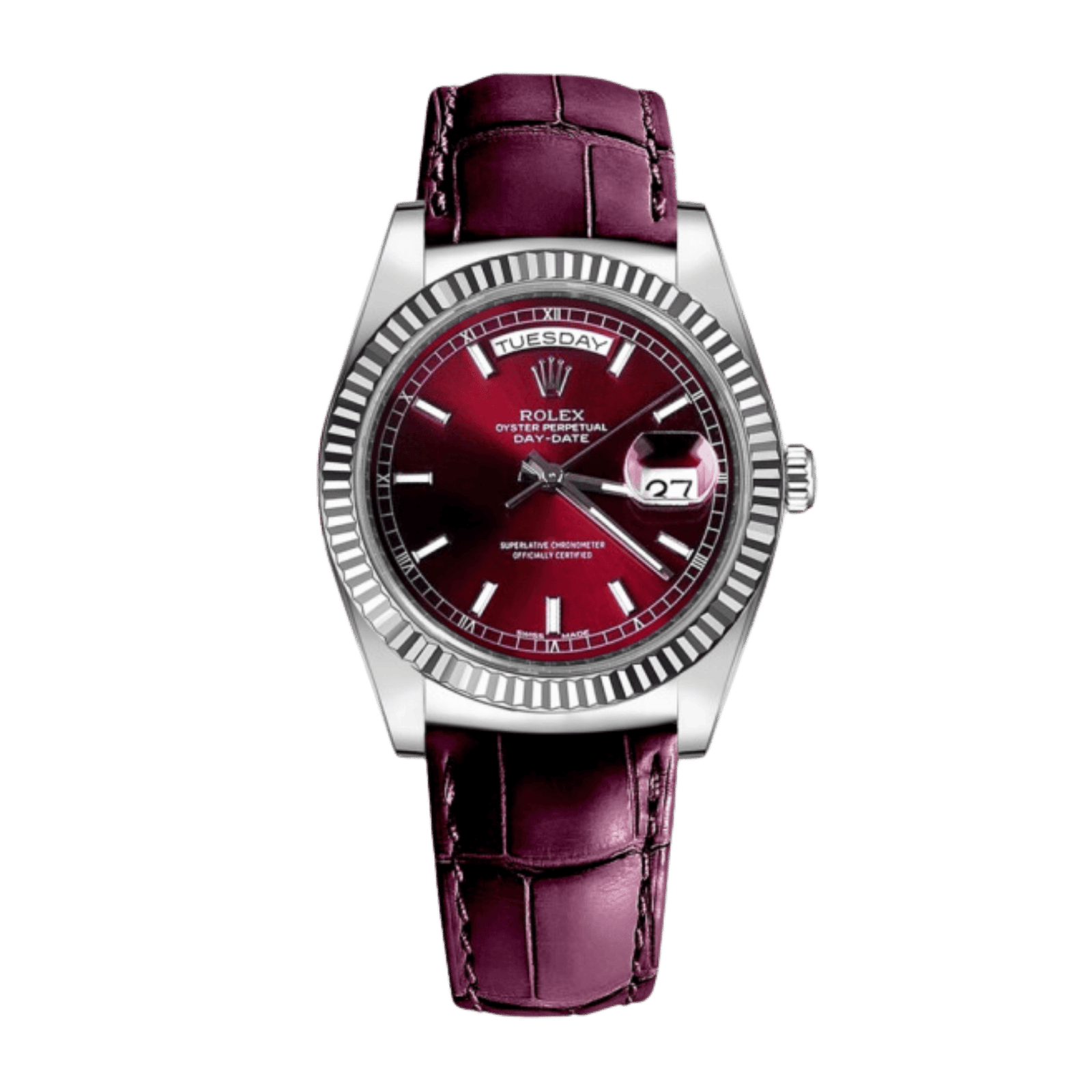 7a9f7c6bcc961f400065d6a28f699bc7.png Day-Date White Gold Cherry Dial 36mm - Image 1