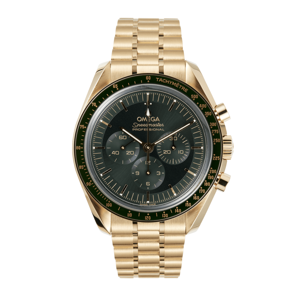7bf1bcd3c0486cf3570017b4cccde8cb.webp Speedmaster Yellow Gold Green Dial 42mm - Image 1