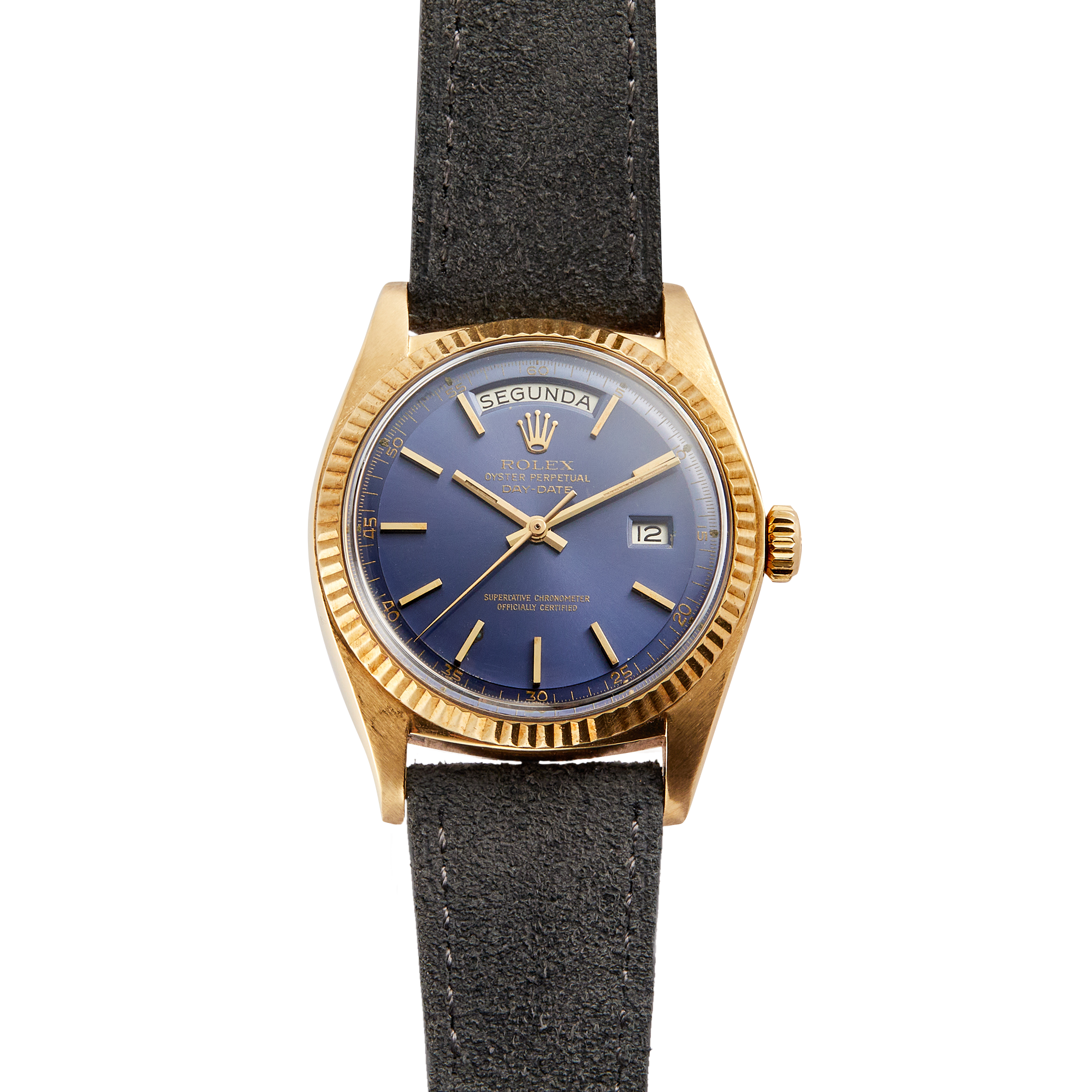 7e4cc2cb3b0dff6049a94dc6653e2c75.webp Vintage Day-Date Yellow Gold Blue Dial 36mm - Image 1