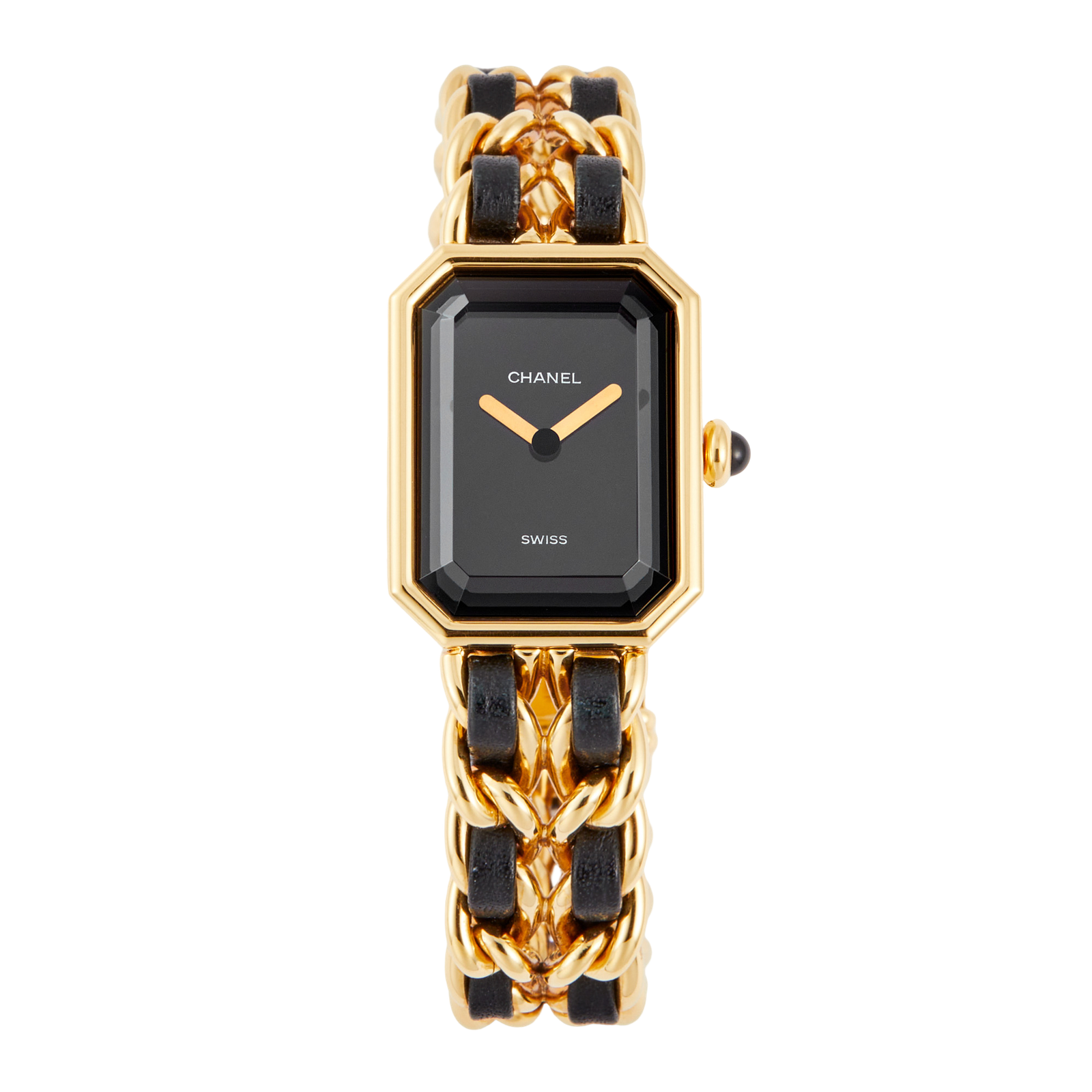 876b9ceddd02c800a61836cc9ca10e9c.png Premiere Medium Yellow Gold Plated & Steel Black Dial 20mm - Image 1