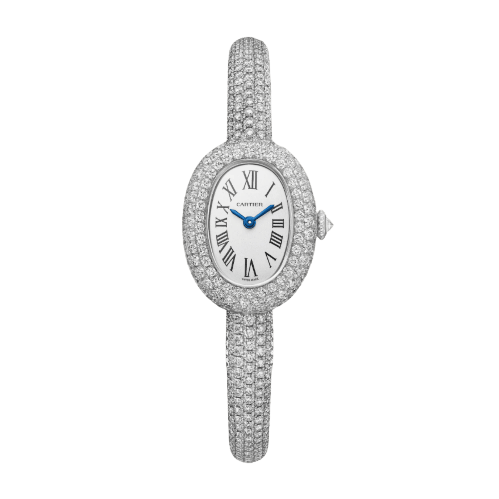 8914e70c1d32bc737e73bd184d5069d8.png Baignoire de Cartier Size 16 White Gold Diamond Silver Dial 18mm - Image 1