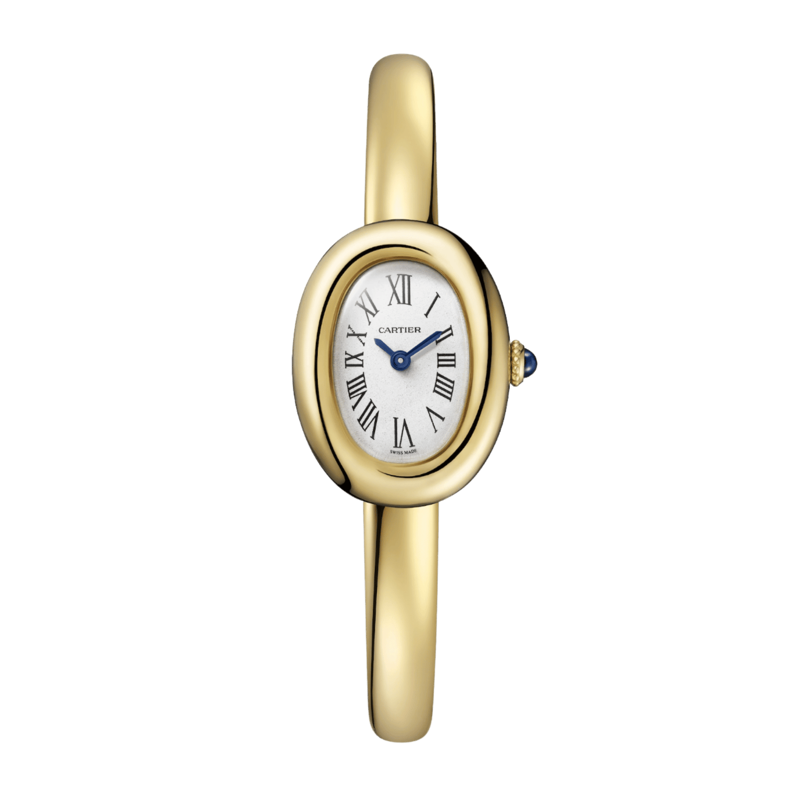 8b860b2bffcacac967a828c452c4f9b3.png Baignoire de Cartier Size 15 Yellow Gold Silver Dial 24mm - Image 1