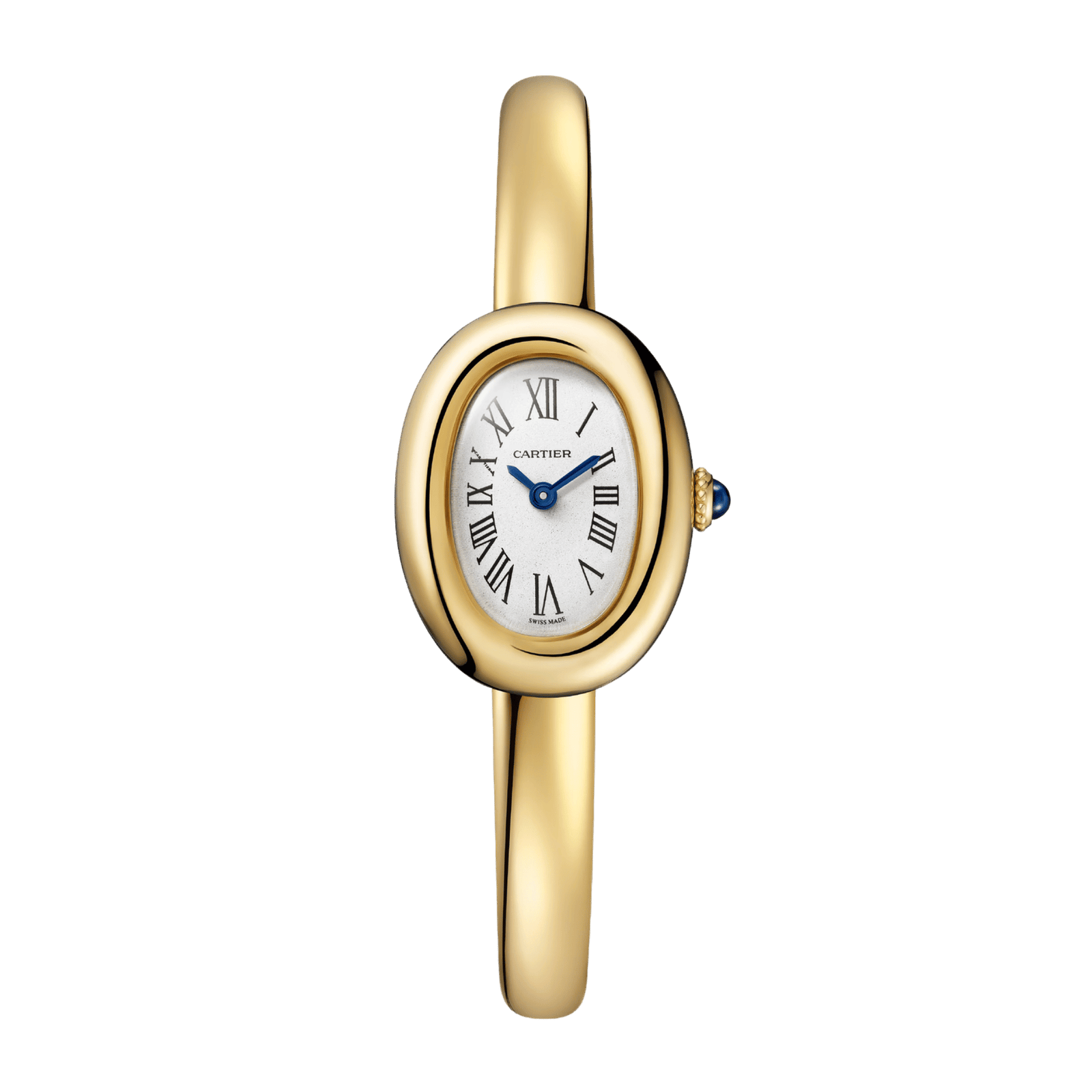 8f689eb4b3755e37c95bad88e25cd73a.png Baignoire de Cartier Size 15 Yellow Gold Silver Dial 24mm - Image 1