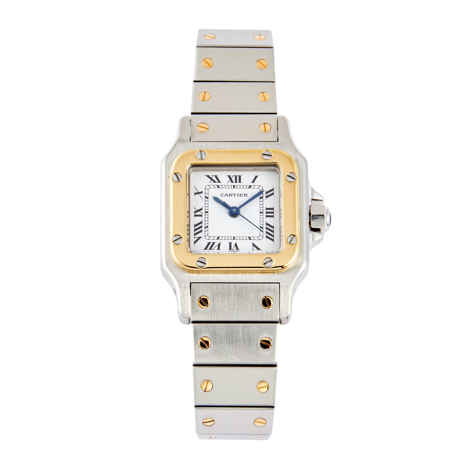 9265e6d8fed6c8b5e43136ee38e601a2.png Vintage Santos Yellow Gold & Steel White Dial 24mm - Image 1