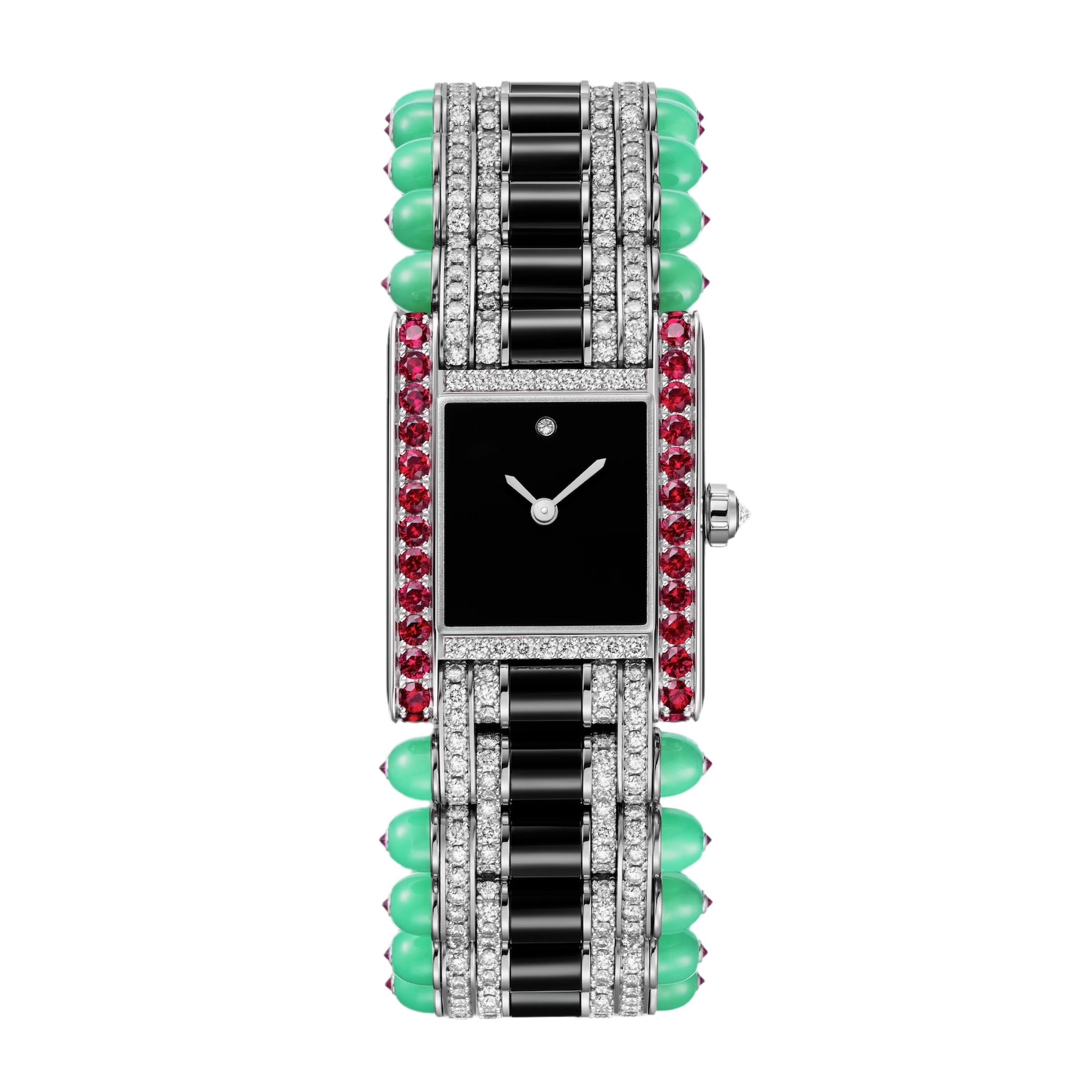 93c21ed31a07f27d8f86f010cfc4b77c.webp Tank Jewellery White Gold Diamond & Ruby Black Dial 24mm - Image 1