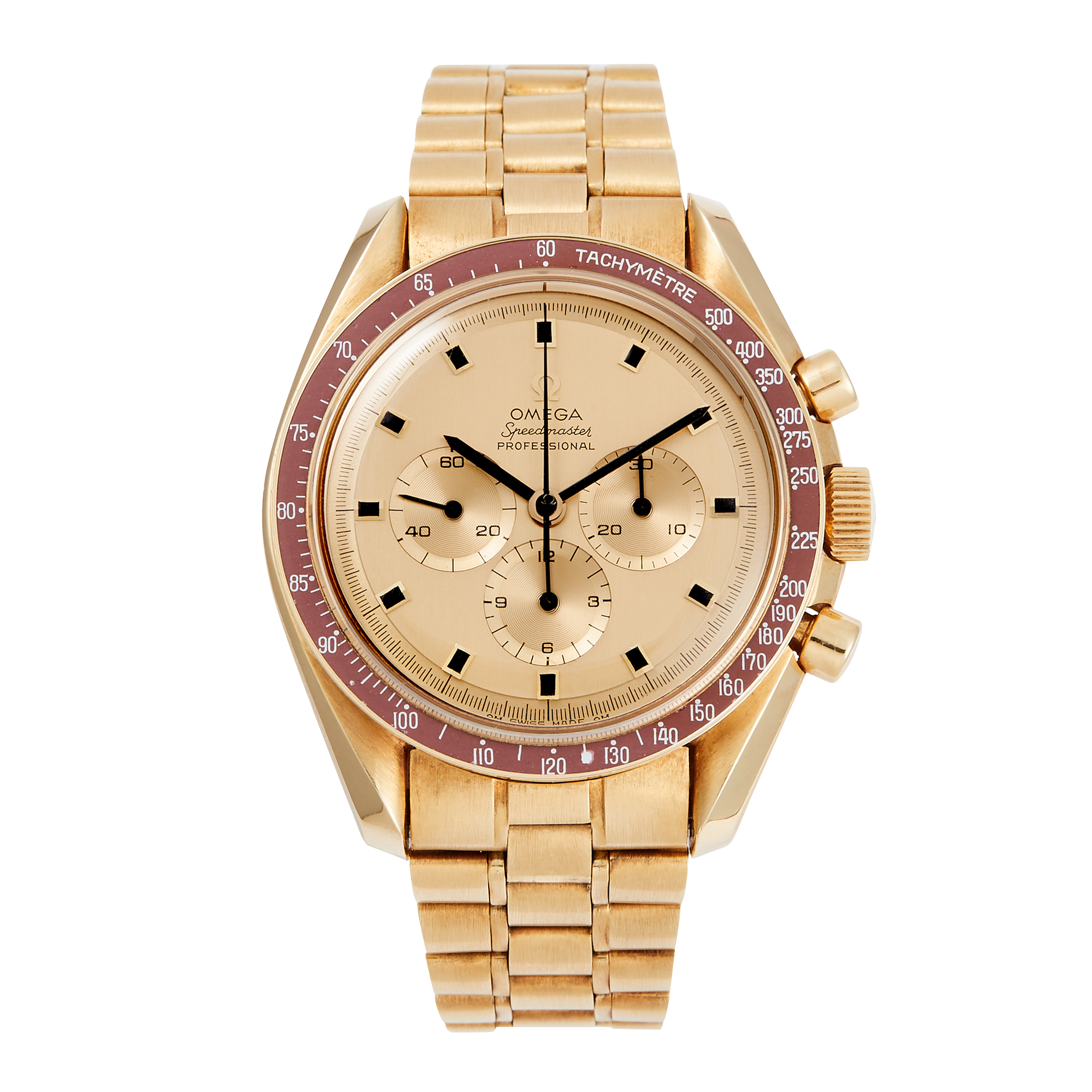93ed7be8dfd40367a0b34b830083d1ac.webp Vintage Speedmaster Professional Moonwatch Apollo XI Yellow Gold Champagne Dial - Image 1
