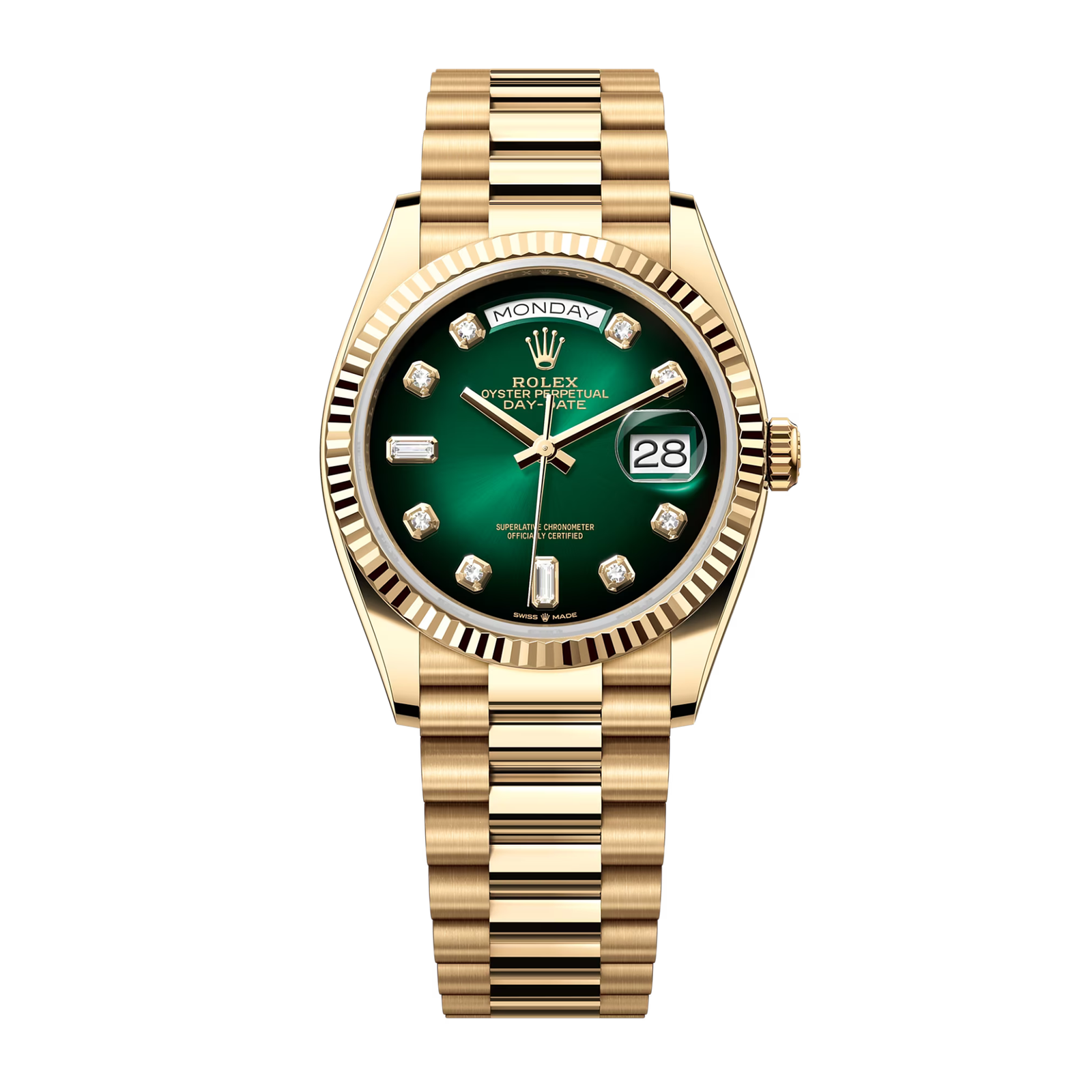 94a0e5b40718c2d8723d88fb3f794b72.png Day-Date Yellow Gold Green Dial 36mm - Image 1