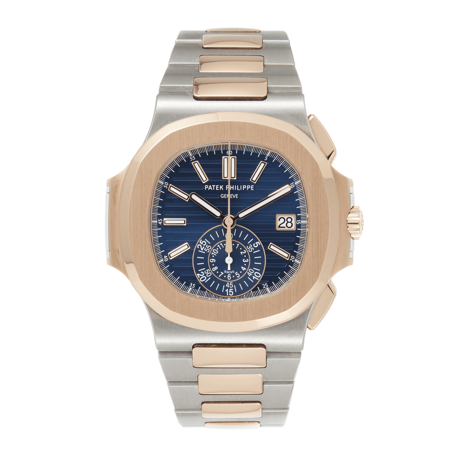 94e209125d986d8158c306fb7bbec961.png Nautilus Chronograph Rose Gold & Steel Blue Dial 40mm【2020like new】 - Image 1