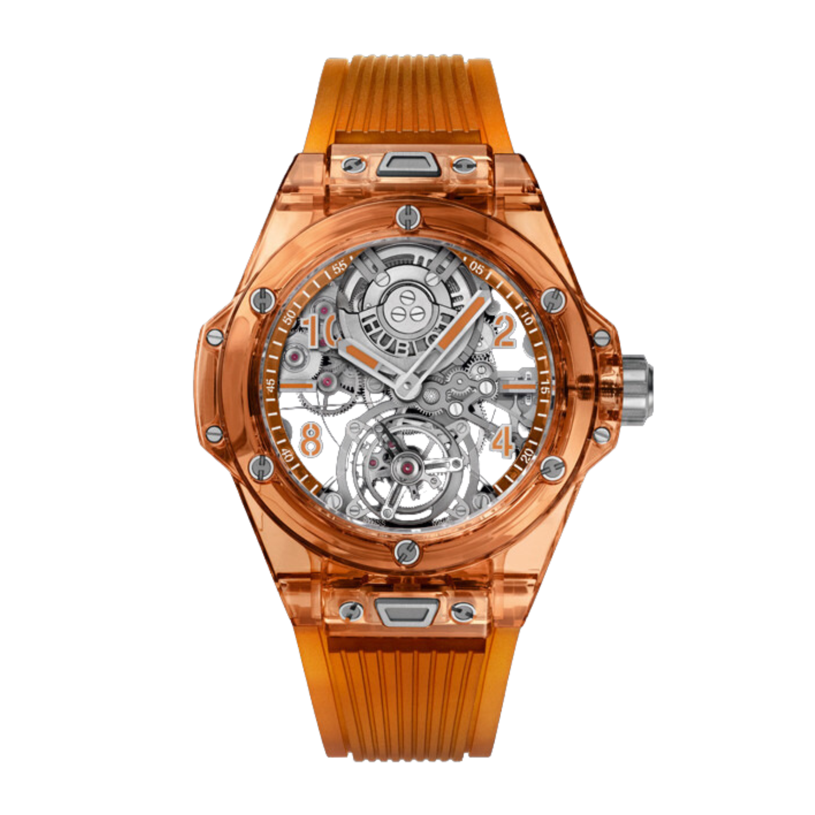 9678d4f235c68d68fe634275d4aa7c22.png Big Bang Tourbillon Orange Sapphire Skeleton dial 45mm - Image 1