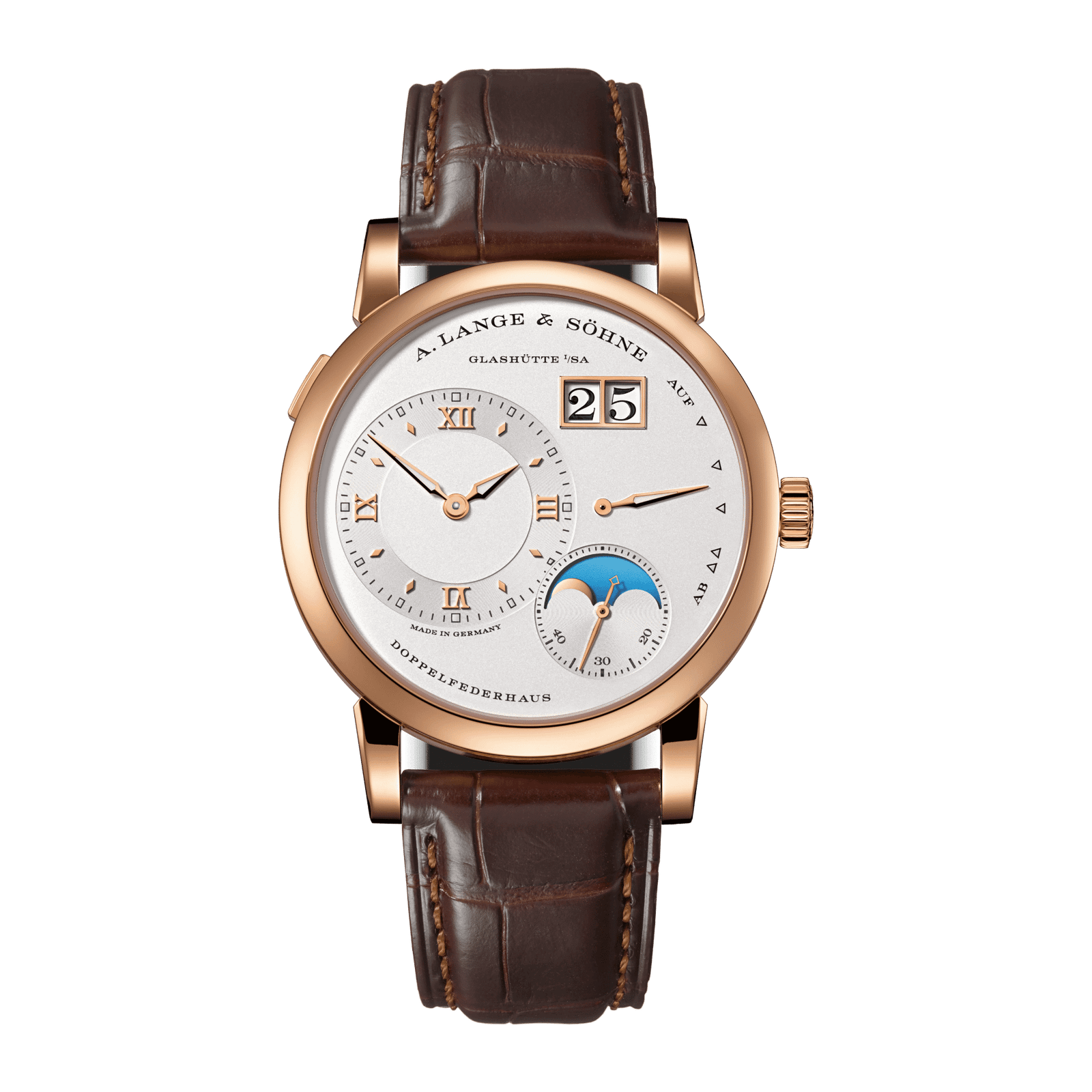 98637ff4649576097b4741494331b51d.png Lange 1 Moonphase Rose Gold Silver Dial 38mm - Image 1