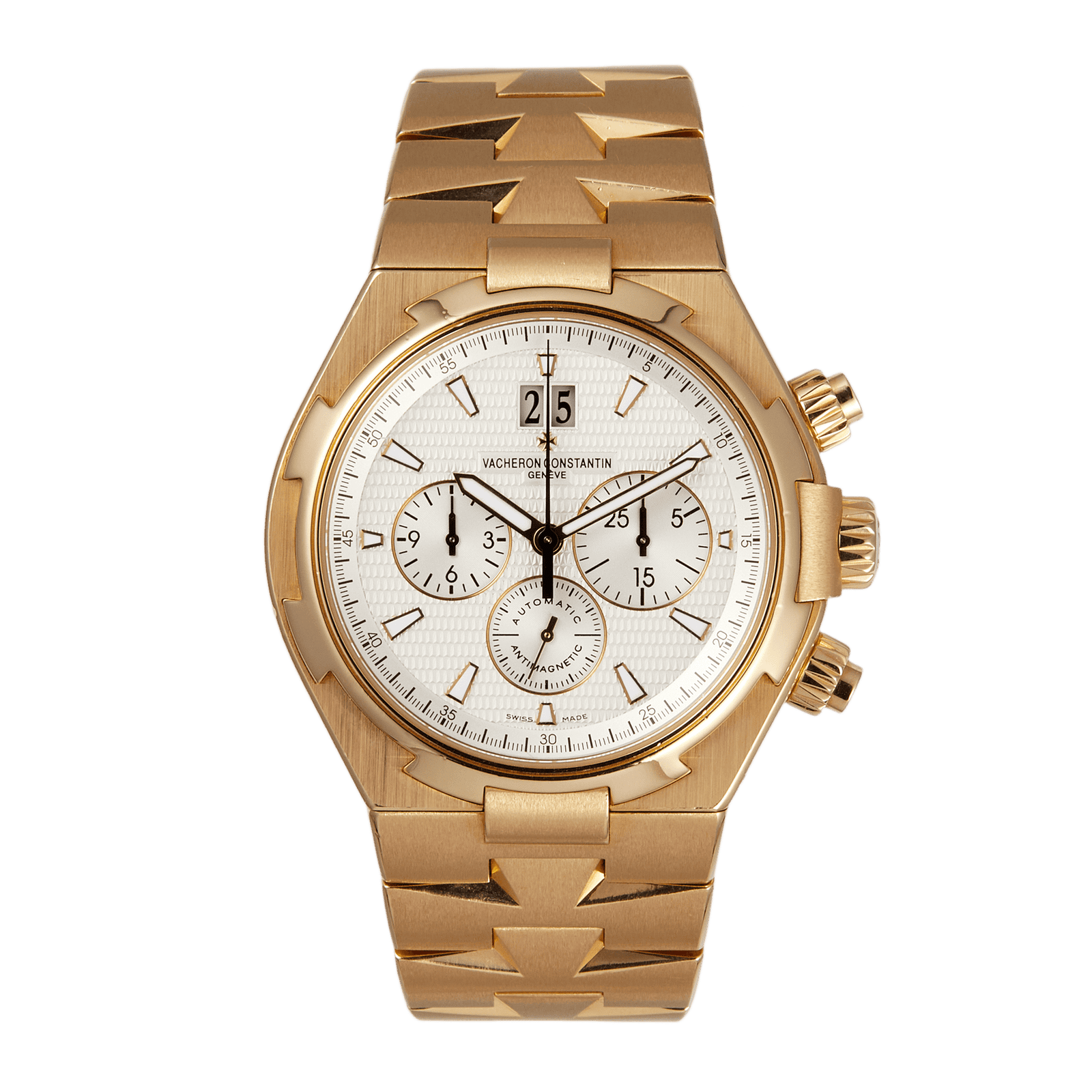 W00875_VAC_01_b9734e0f8e.png Overseas Chronograph Yellow Gold Silver Dial 42mm - Image 1
