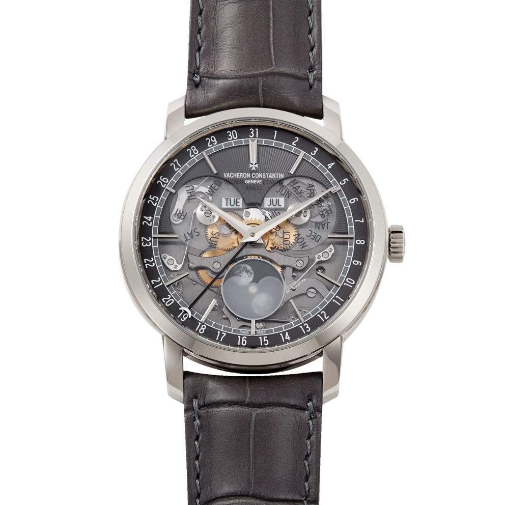 a0737ab958e4a96f0ea4ee9cbb6549fc.webp Traditionnelle Complete Calendar Openface White Gold See-through Dial 41mm - Image 1