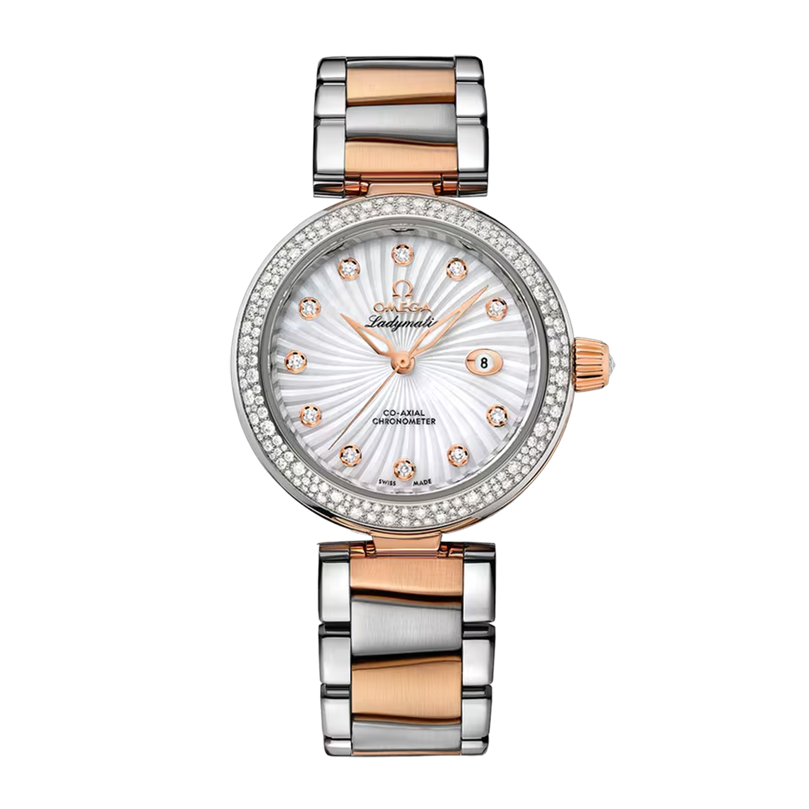 a561d95c5d8d777e89699024d0542267.png LadyMatic Rose Gold & Steel Diamond Mother of Pearl Dial 34mm - Image 1