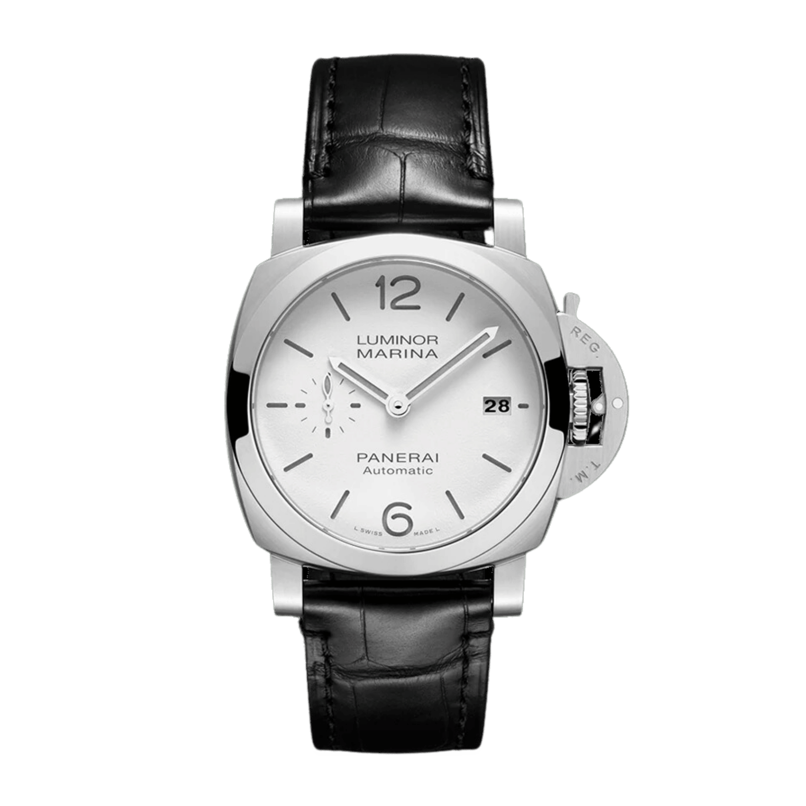 b0c405761a9d56112aca1125f206a7e4.png Luminor Marina Quaranta Steel White Dial 40mm - Image 1