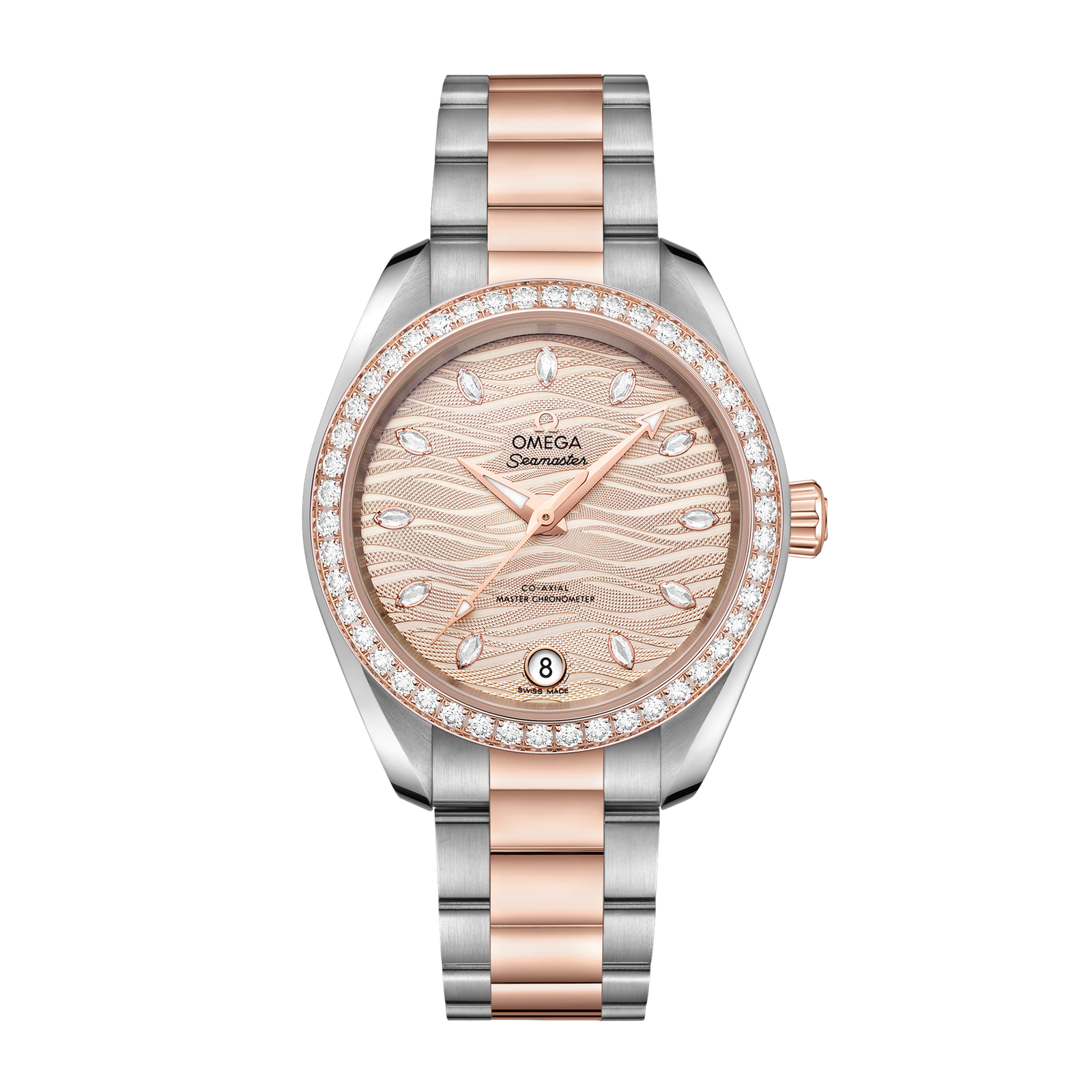 b3486f943337e0b12d6d9c35e04f51a6.png Aqua Terra Rose Gold & Steel Diamond Grey Dial 34mm - Image 1