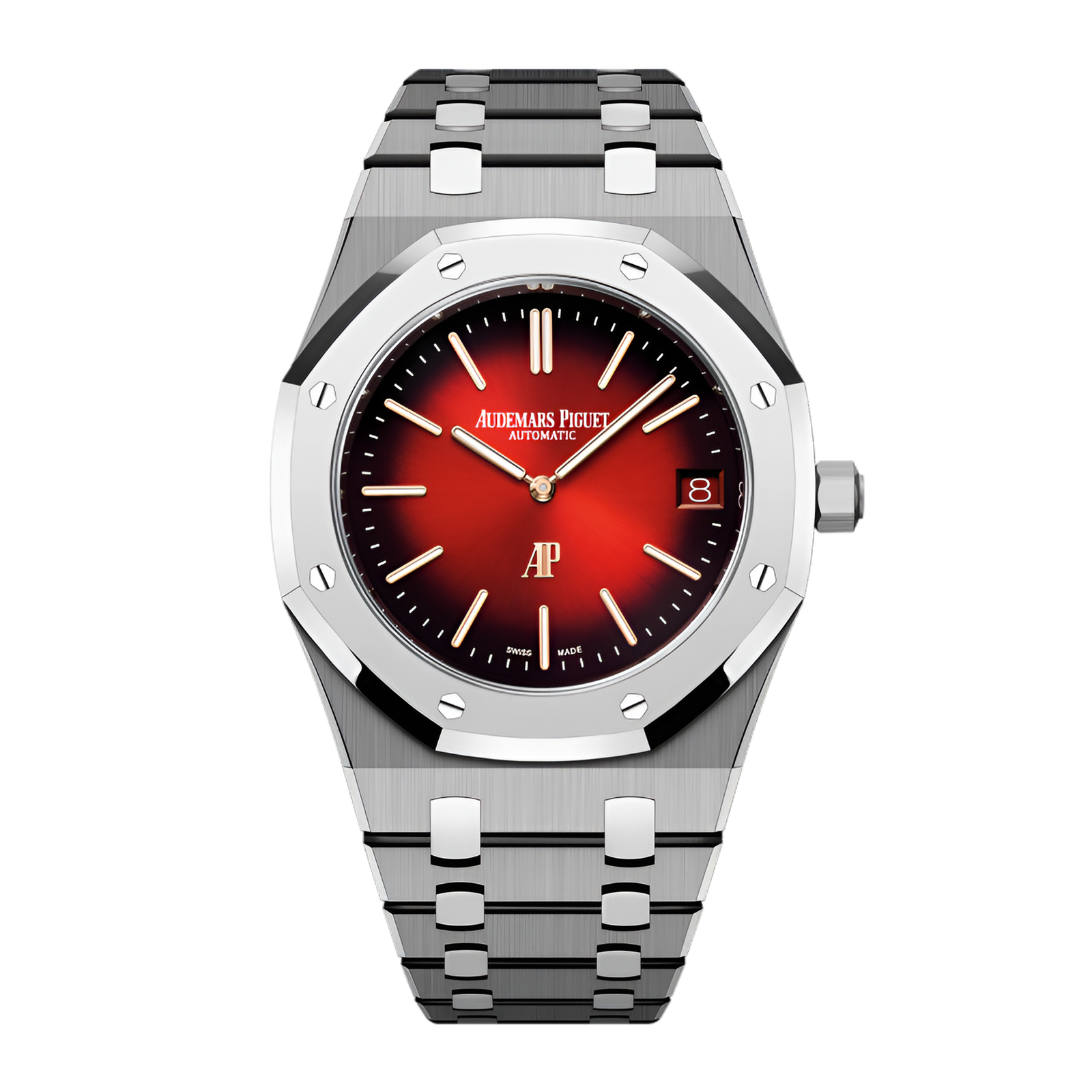 b64e332b99d68d1d68fe55227c3d0eed.png Royal Oak "Jumbo" Extra-Thin Platinum & Titanium Red Dial 39mm - Image 1
