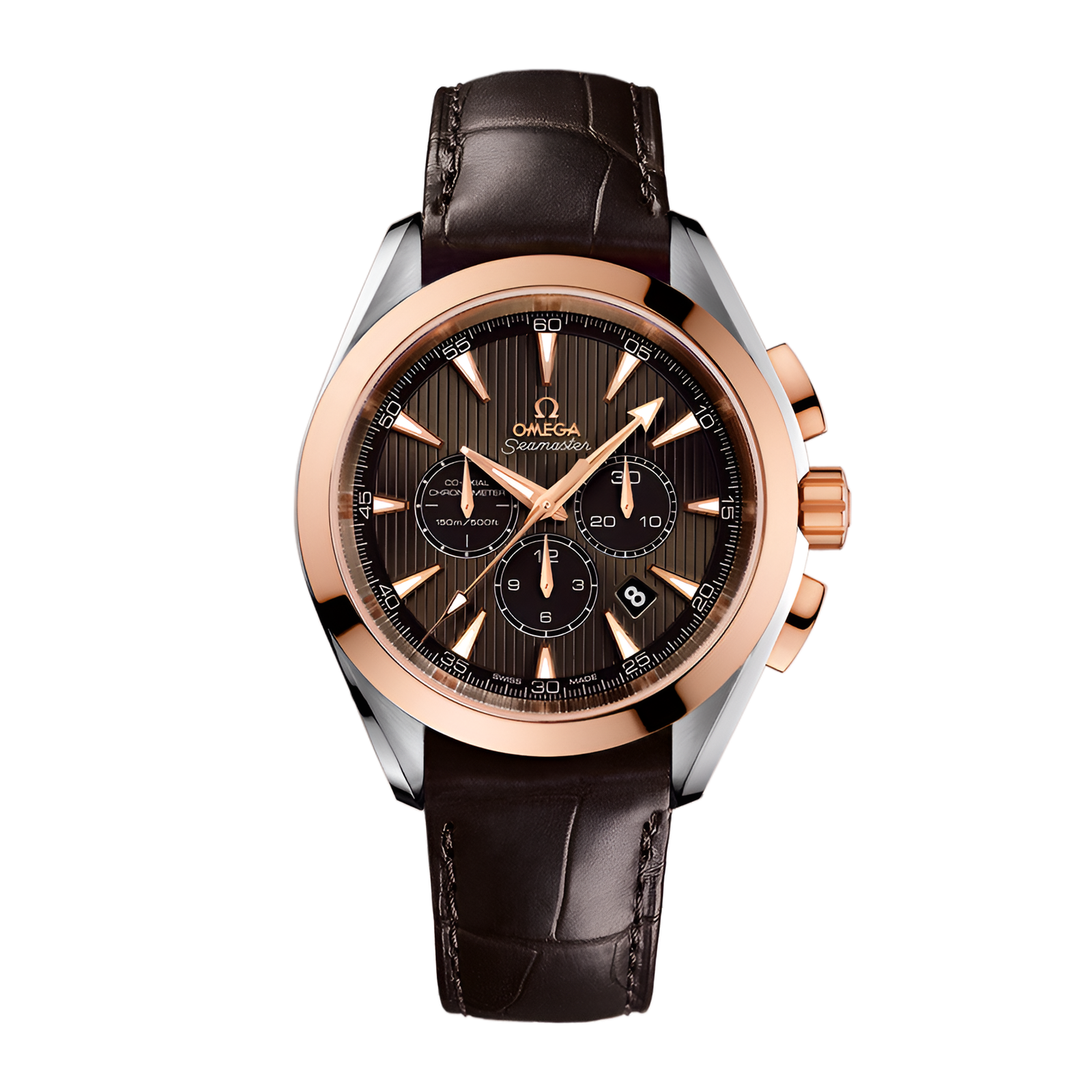 b80942623dbb67d9d5574a0e428cc27f.png Aqua Terra Chronograph Rose Gold & Steel Grey Dial 44mm - Image 1