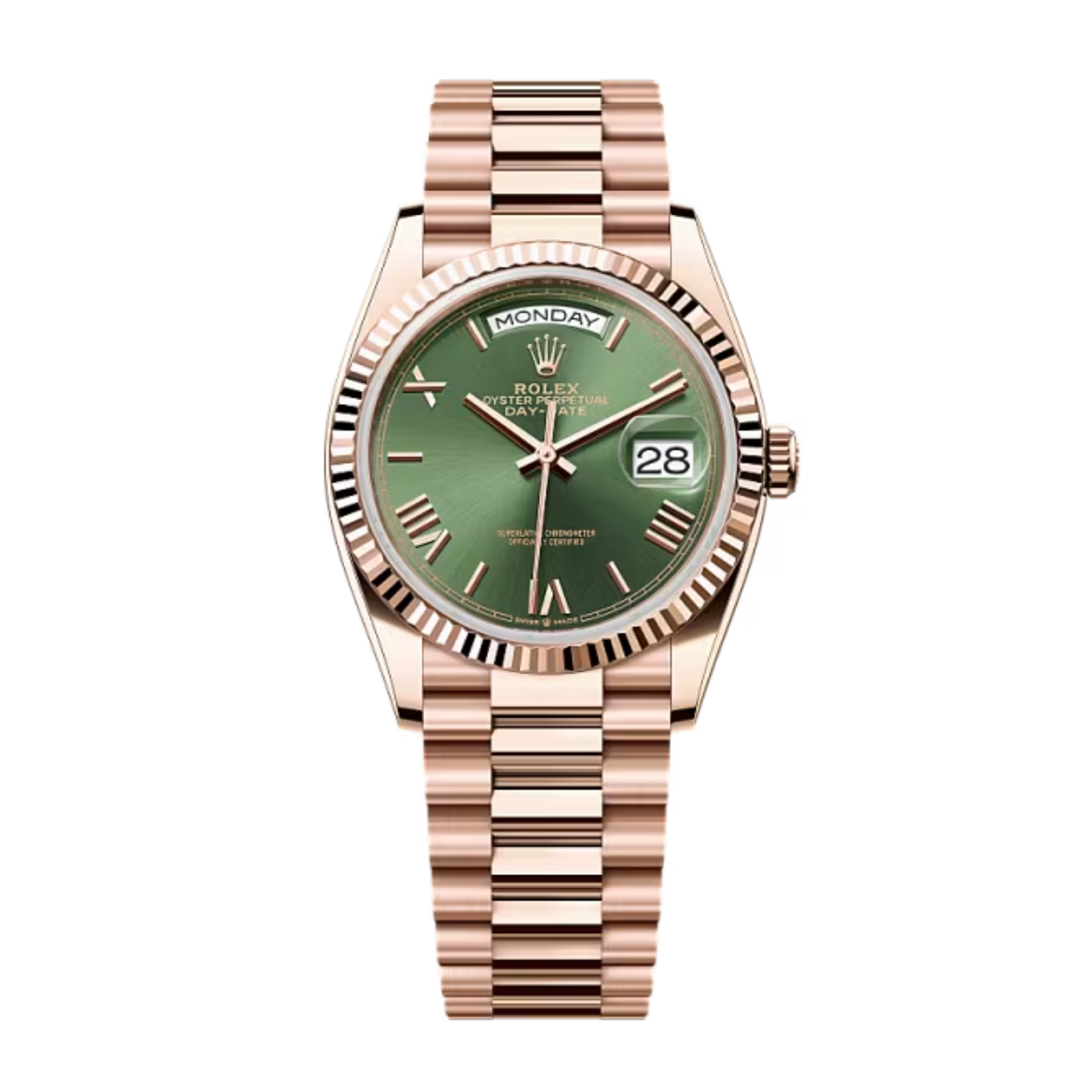 bc109e42d7a4ae23e3c97365e4d3c3ef.png Day-Date Rose Gold Olive Green Dial 36mm - Image 1