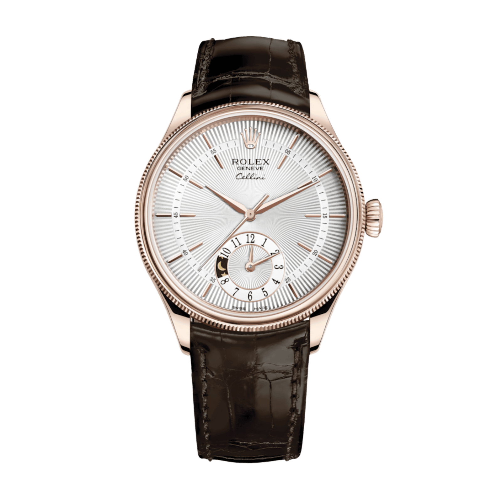 be57f3025beb1295789d9516fee07172.png Cellini Dual Time Rose Gold Silver Dial 39mm - Image 1