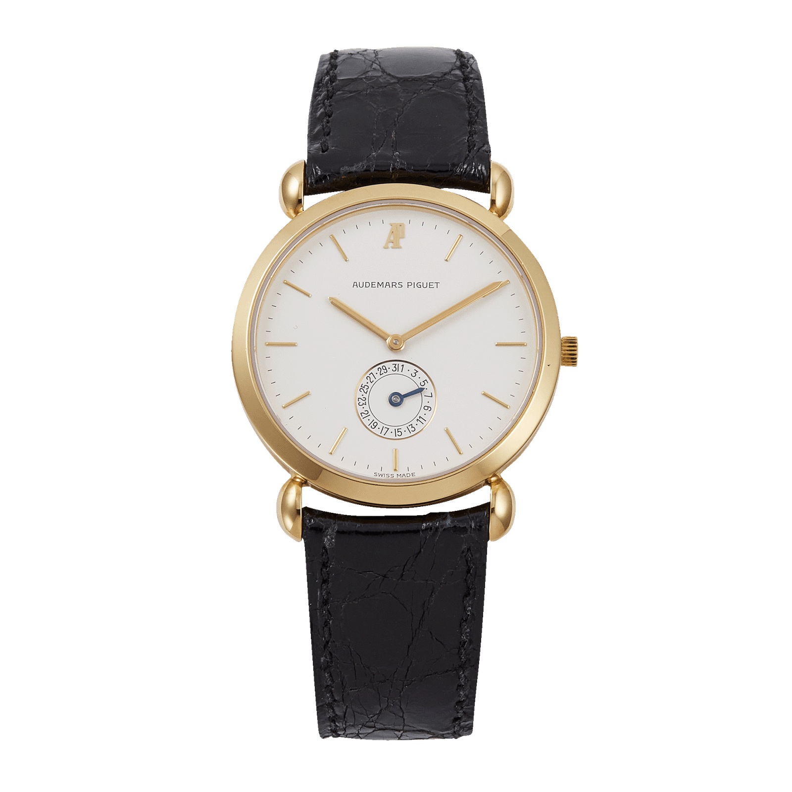 c55265e3fee37b1bc71aed468fc635c1.png Vintage Tear-Drop Lug Yellow Gold White Dial 32mm - Image 1
