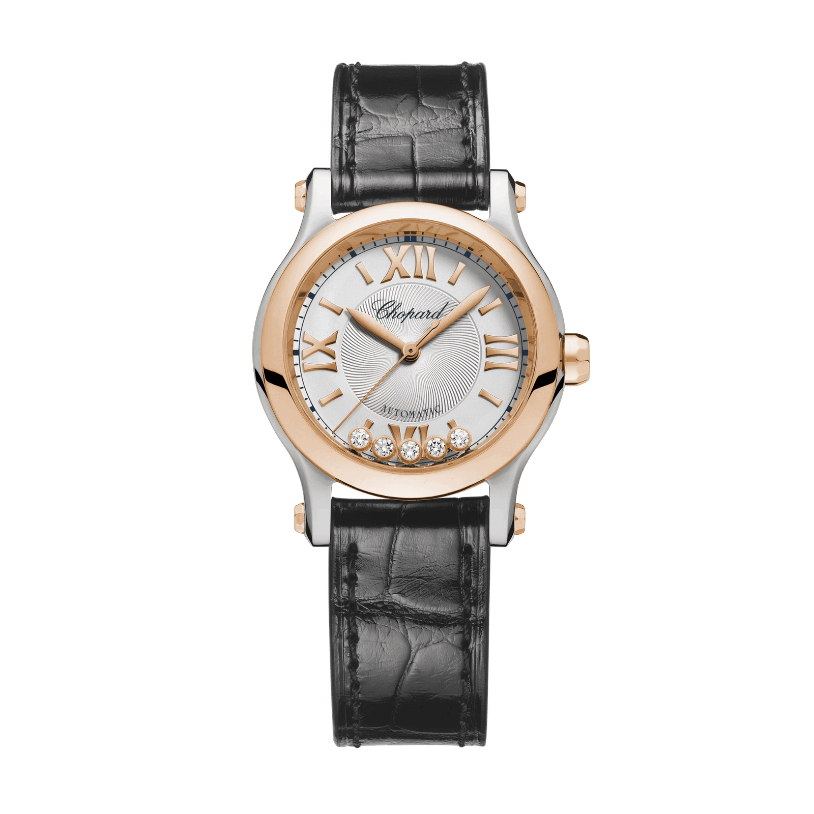 c55cdaf18fe007d4676a5cc59d076d12.png Happy Sport Rose Gold & Steel Silver Dial 30mm - Image 1