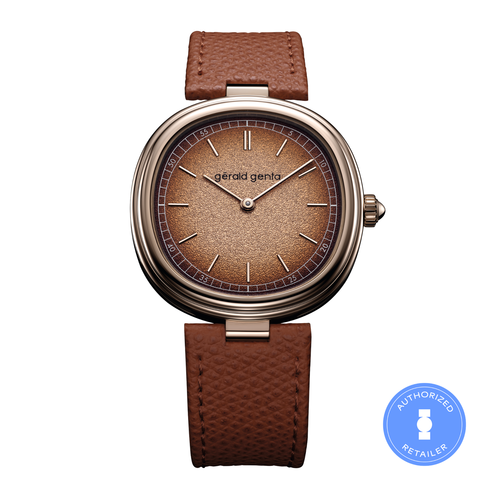 cb7f38c616655852b569f7bc205edc8a.png Geneva Time Only "Marrone" Rose Gold Brass Dial 38mm - Image 1
