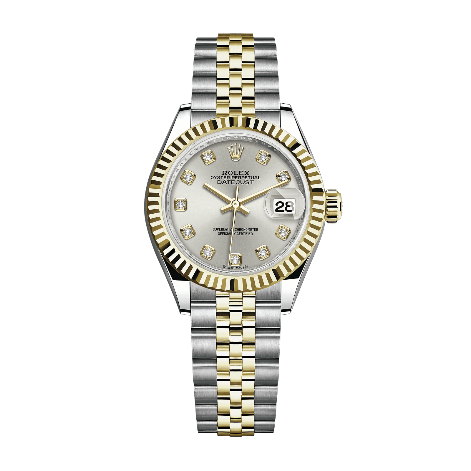 cbc5ef5f63274e2a646fb9127fb78233.png Lady-Datejust Yellow Gold & Steel Silver Dial 28mm - Image 1