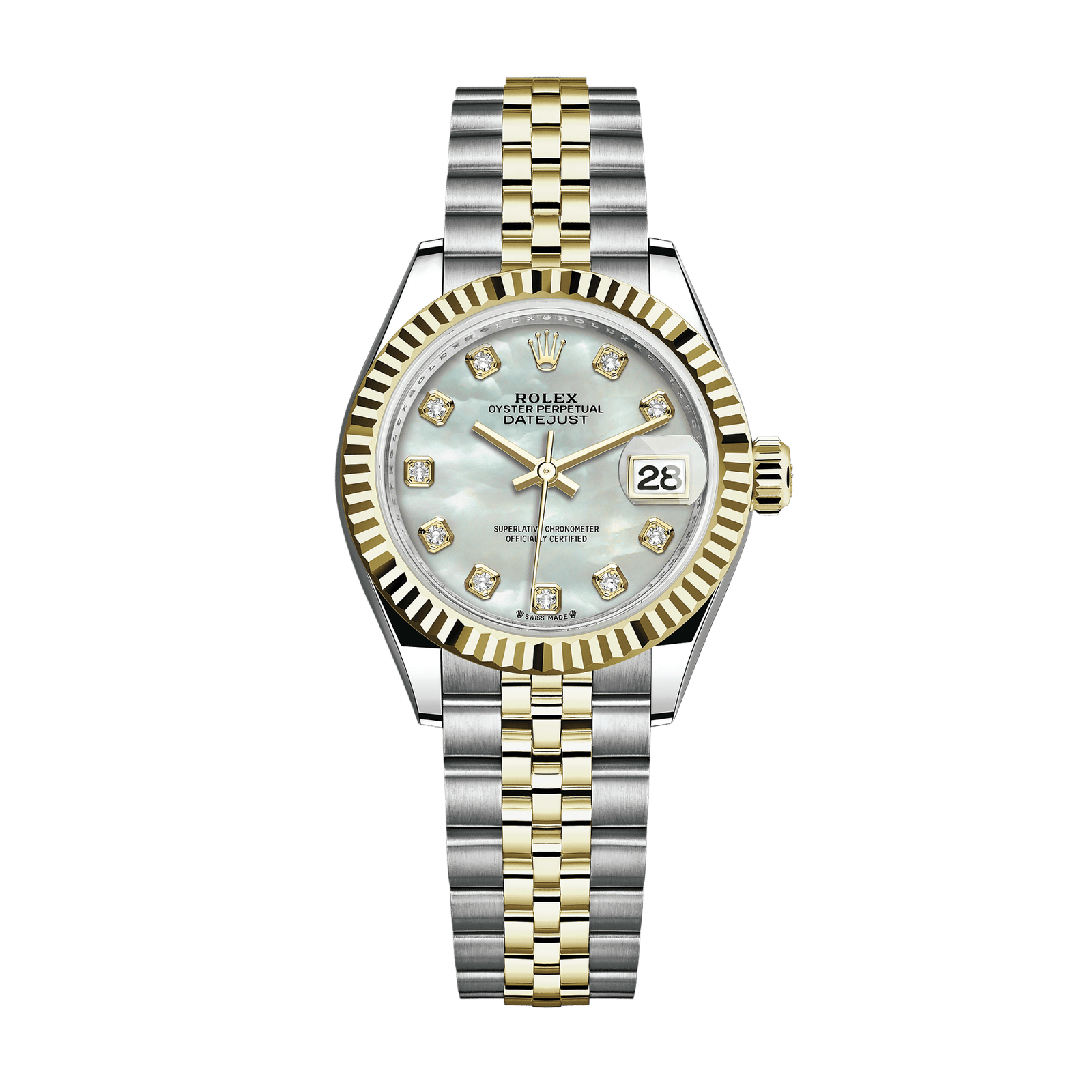 cfcae087442946db5d839eb694131b9f.png Lady-Datejust Yellow Gold & Steel Jubilee Mother of Pearl Dial 28mm - Image 1