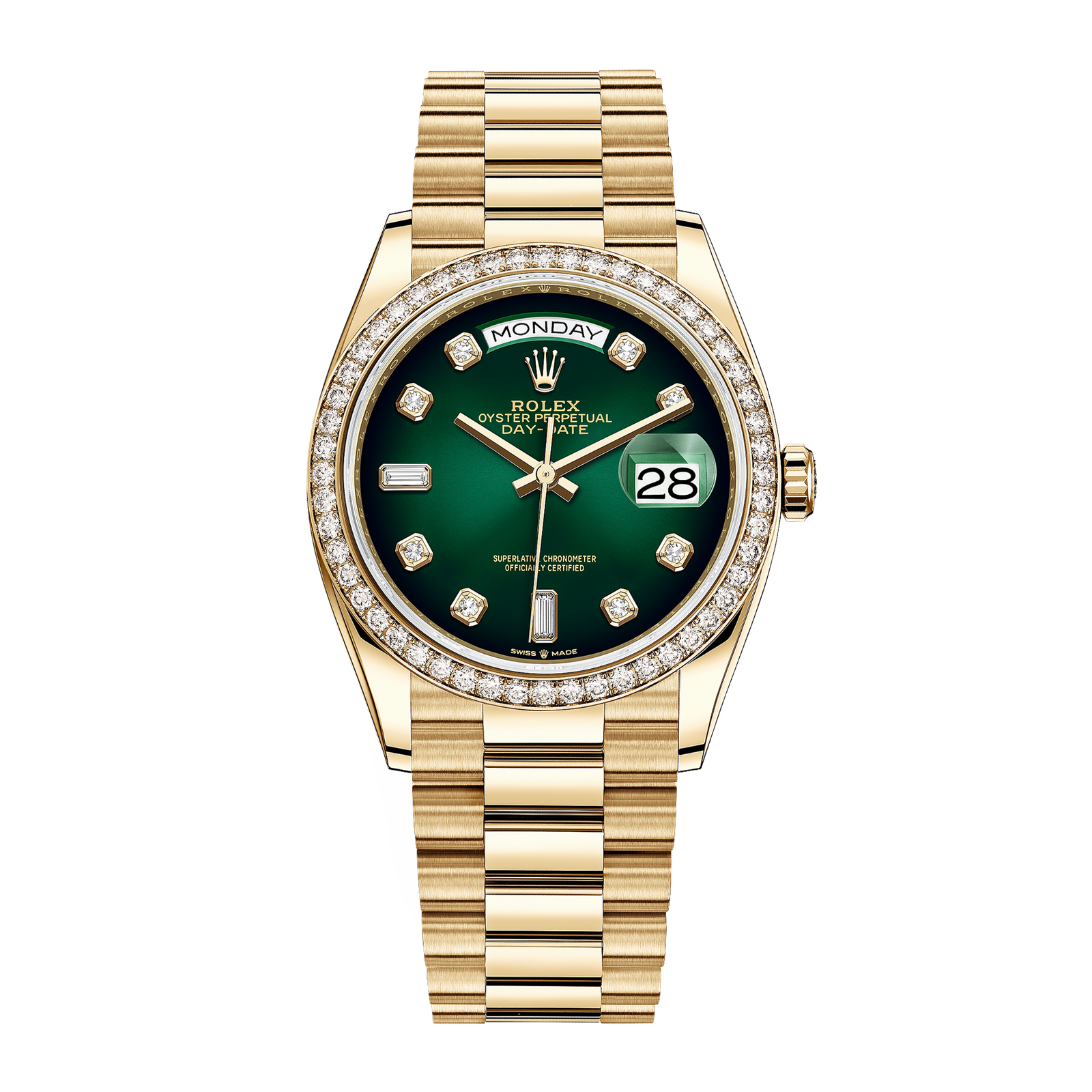 d5b8b81112b05aff34f50e432729bb54.png Day-Date Yellow Gold Green Dial 36mm - Image 1