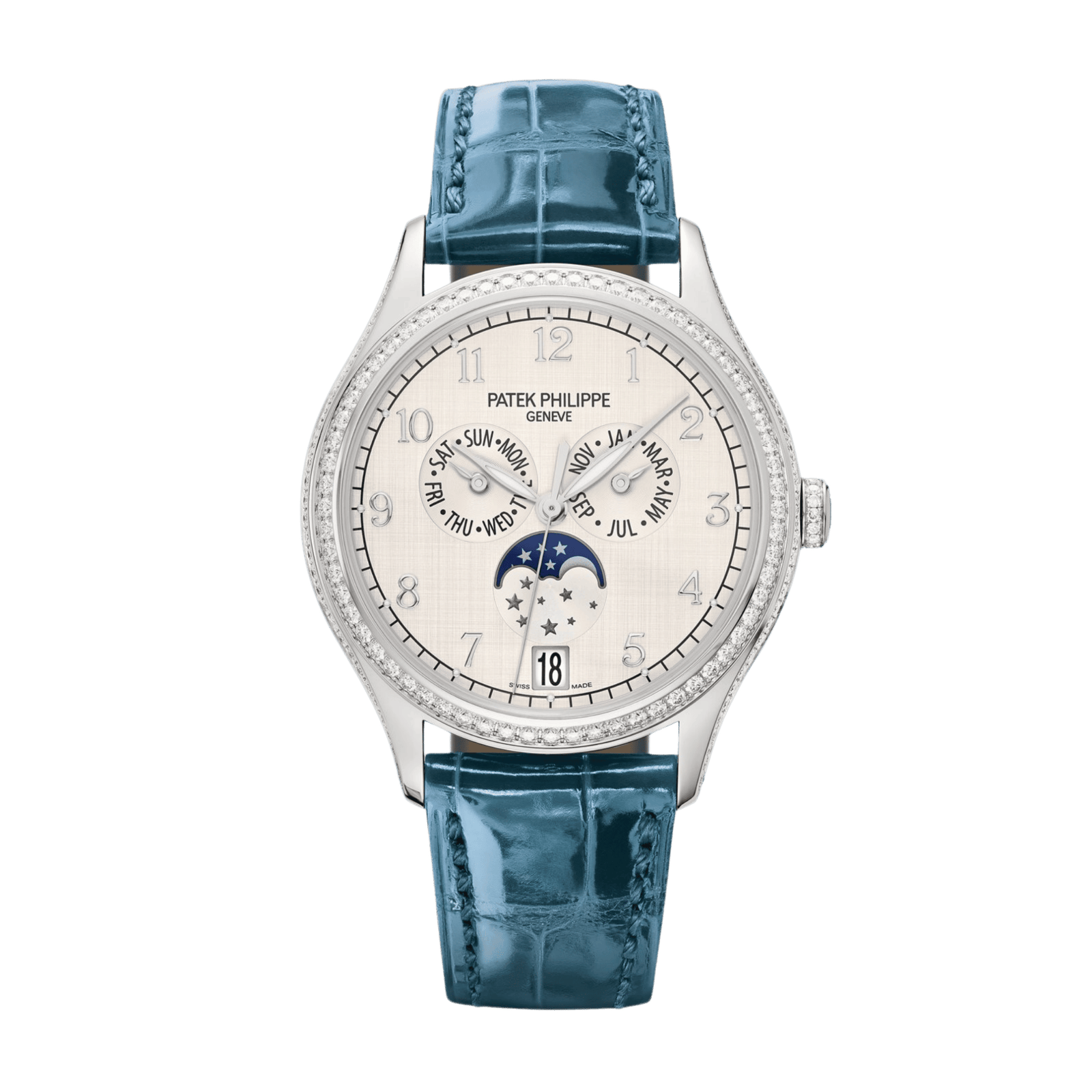 d7774da8e15d601c6eaf6b3a2648e1de.png Annual Calendar White Gold Diamond Silver Dial 38mm - Image 1
