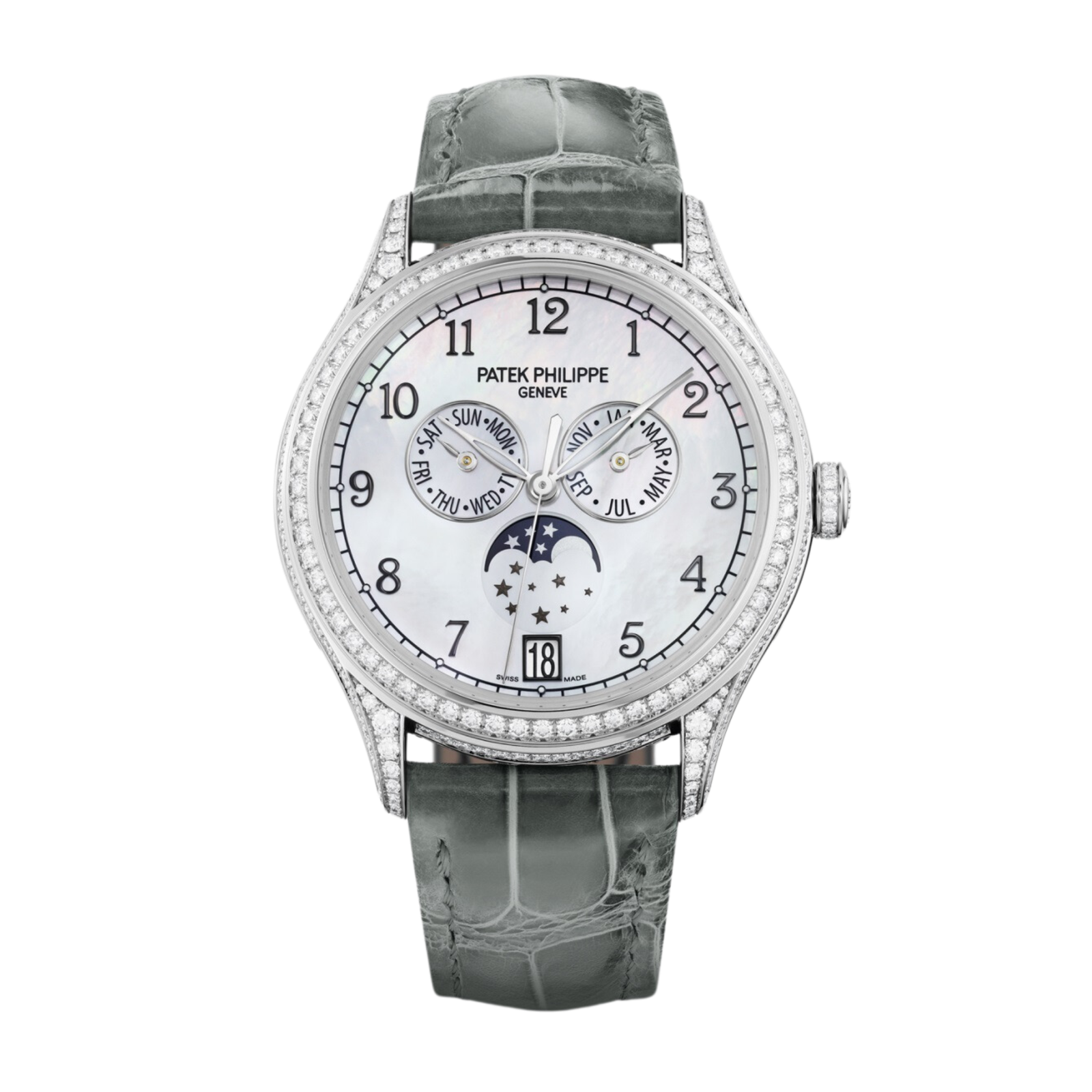 ddfccd40e58c31446cb16f0575e28b83.png Annual Calendar White Gold Diamond Mother of Pearl Dial 38mm - Image 1