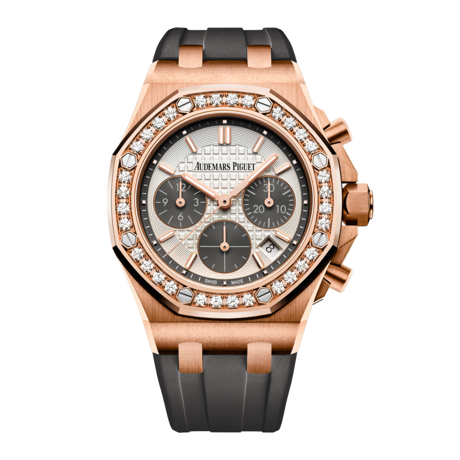 e166b10483e9d150f9f75efc14efece9.png Royal Oak Offshore Rose Gold Diamond Silver Dial 37mm - Image 1