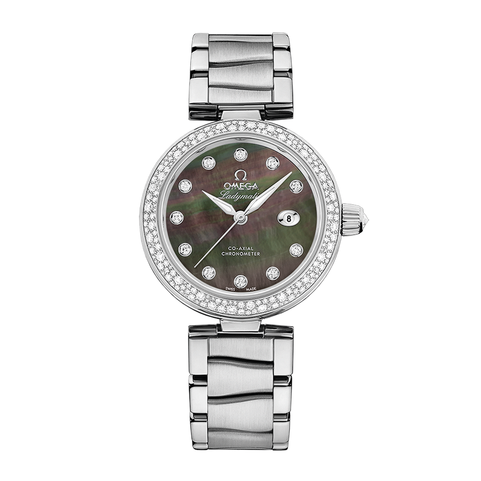 e25c64053147a63536c5bd8dbf7201e2.png LadyMatic Steel Diamond Black Mother of Pearl Dial 34mm - Image 1