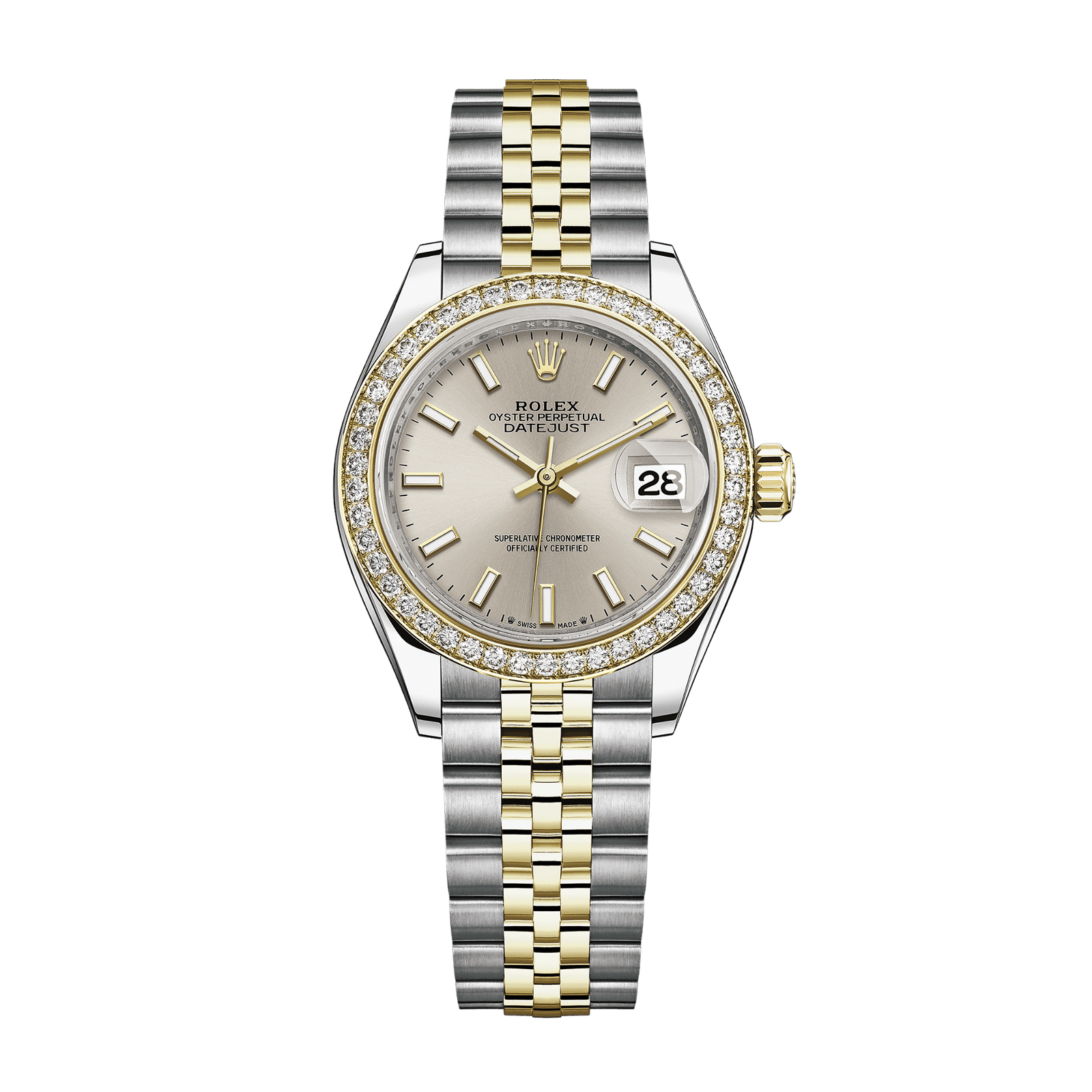 e7db3017c8748e029df46c510148bce9.png Lady-Datejust Yellow Gold & Steel Diamond Silver Dial 28mm - Image 1
