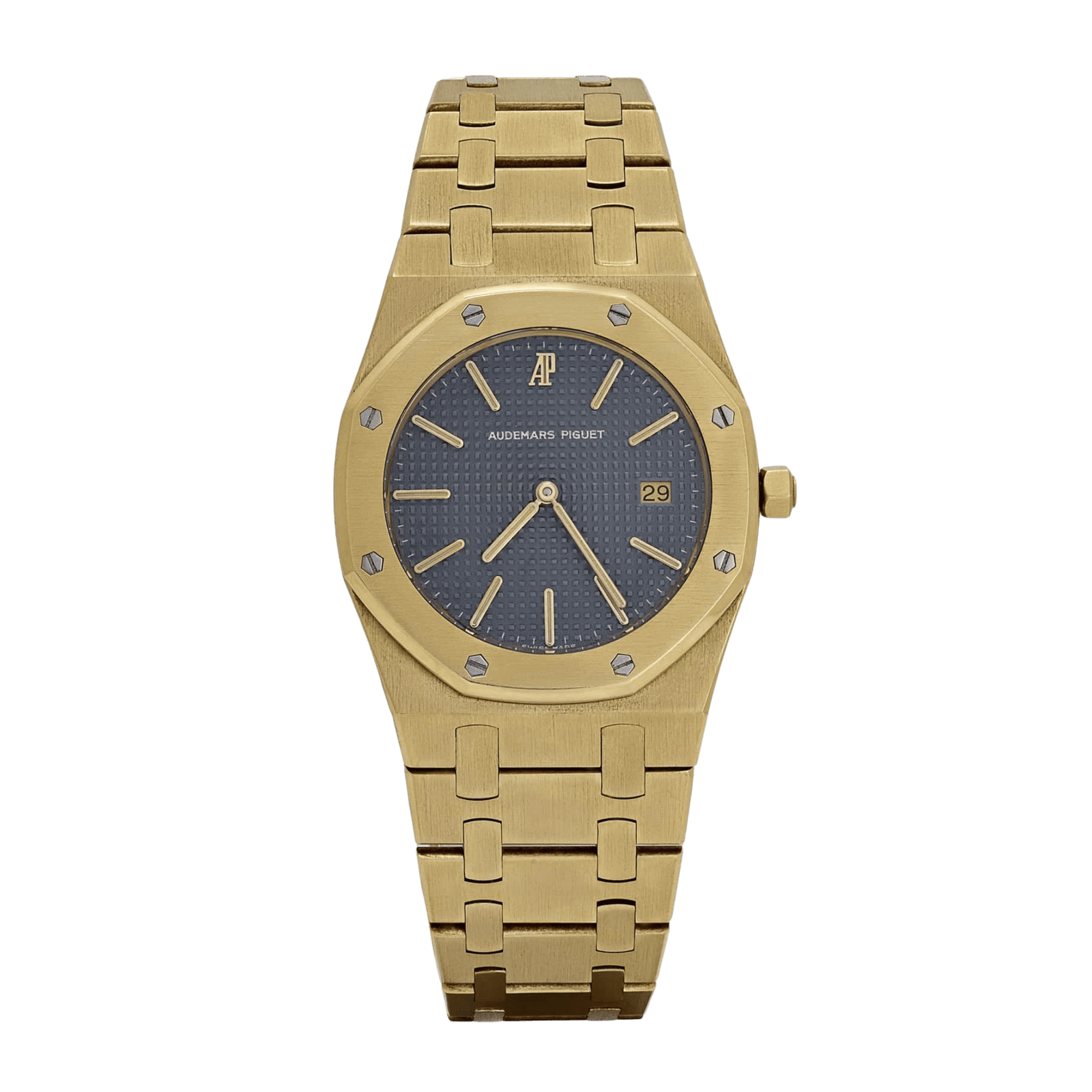 e893ab8f6af172c2651d1c58f26679cb.png Vintage Royal Oak Yellow Gold Grey Dial 33mm - Image 1
