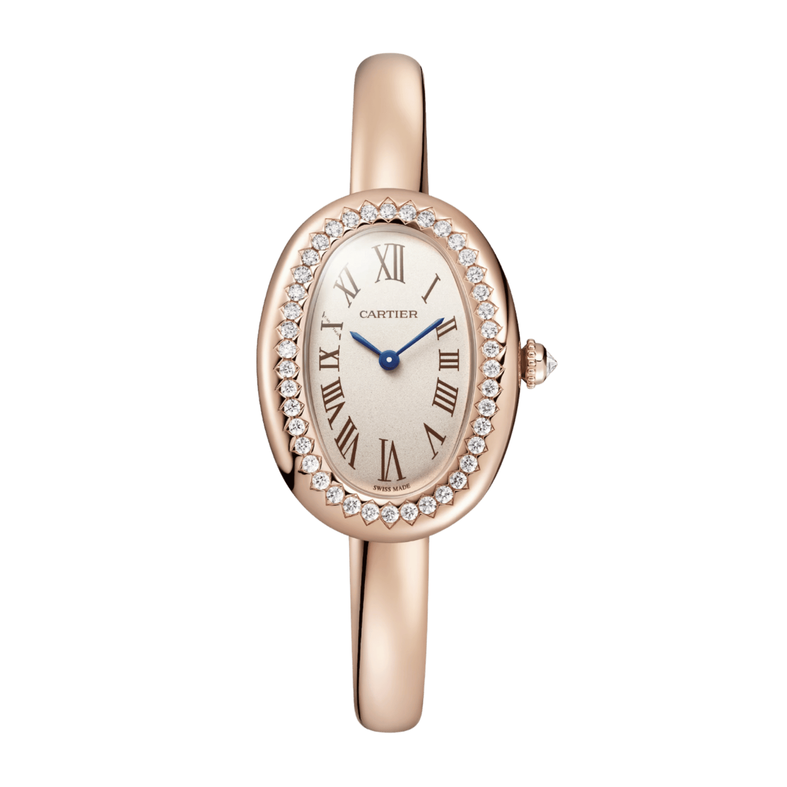 e9b82604a3f299047ccd43bc033244a7.png Baignoire de Cartier Size 16 Rose Gold Diamond Silver Dial 31mm - Image 1