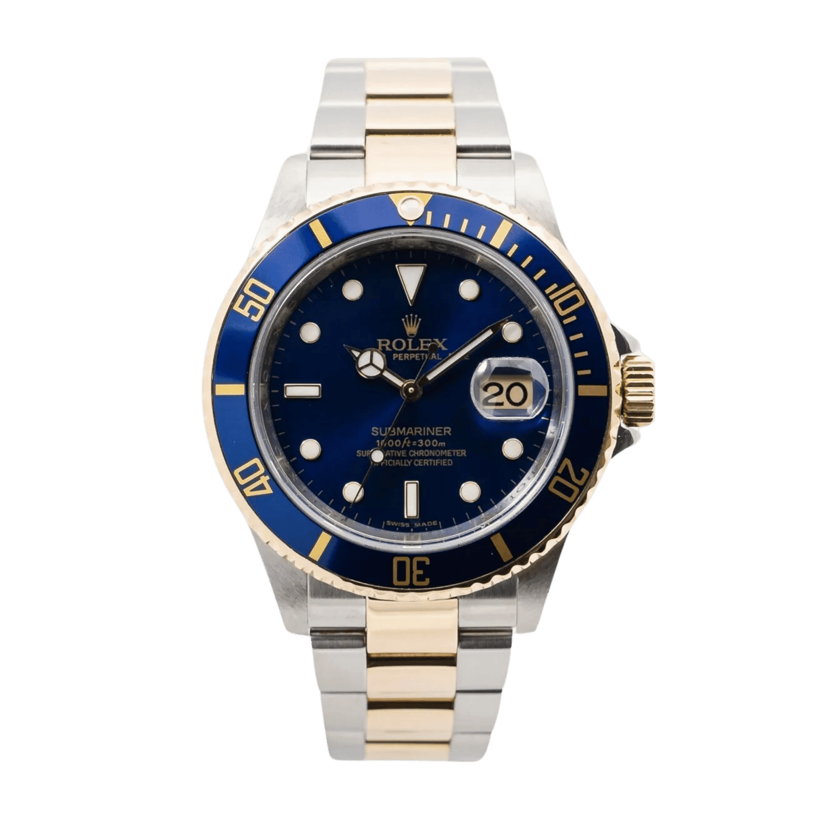 edc0364c0fbf7d0628603610ced92141.png Submariner Yellow Gold & Steel Blue Dial 40mm - Image 1