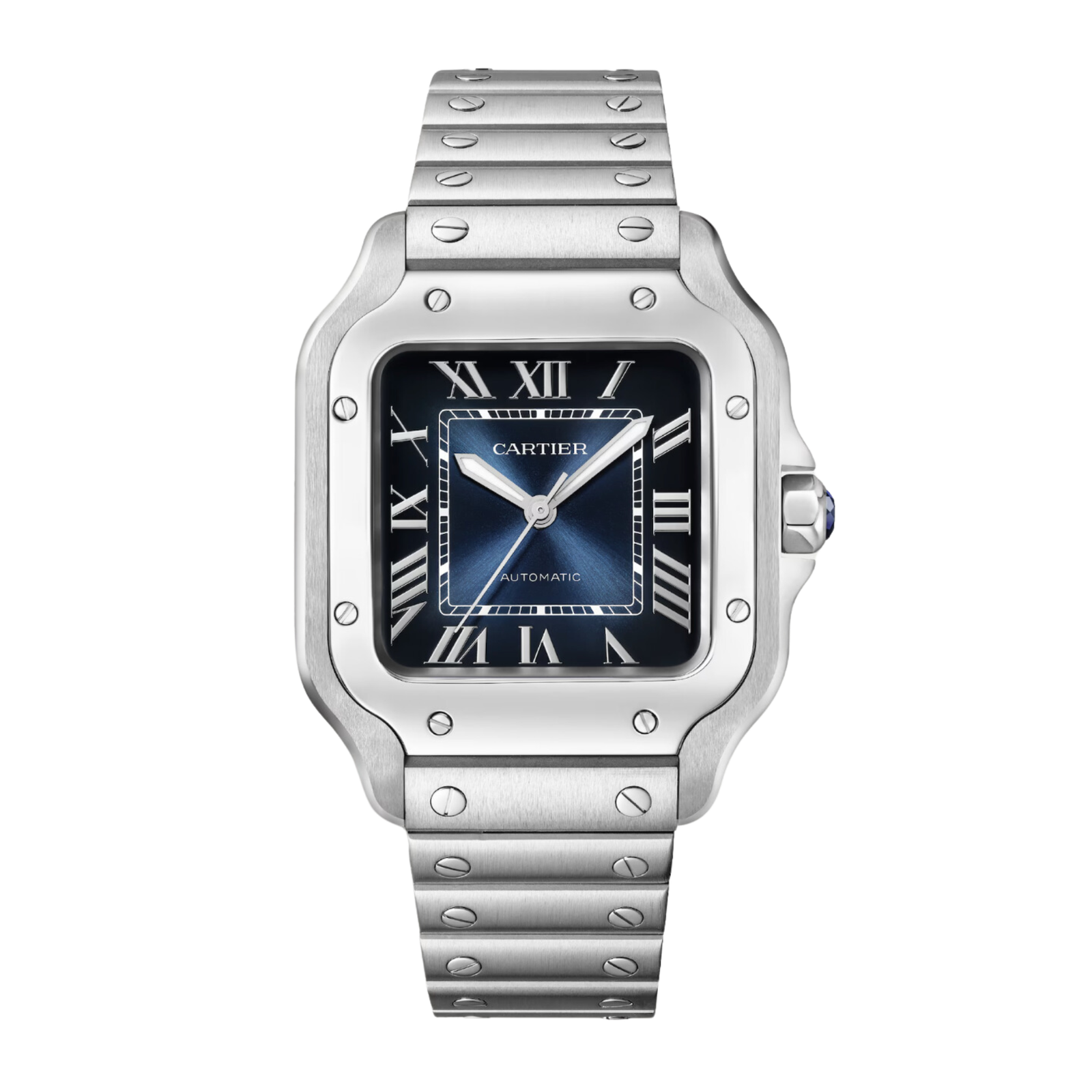 f1552146645226d860e40a38746f6706.png Santos de Cartier Steel Blue Dial 35mm - Image 1