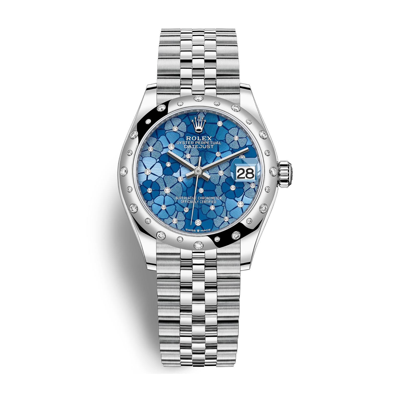 f15cdf6c74c7bb746ec3ec29da97518b.png Datejust White Gold & Steel Diamond Blue Floral Dial 31mm - Image 1