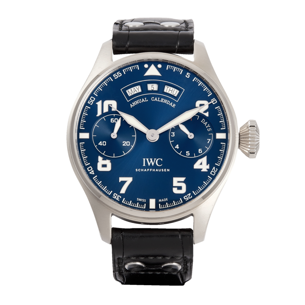 f183e5baf3218beb433d564247011107.webp Pilot's Watch Annual Calendar Le Petit Prince White Gold Blue Dial 46mm - Image 1