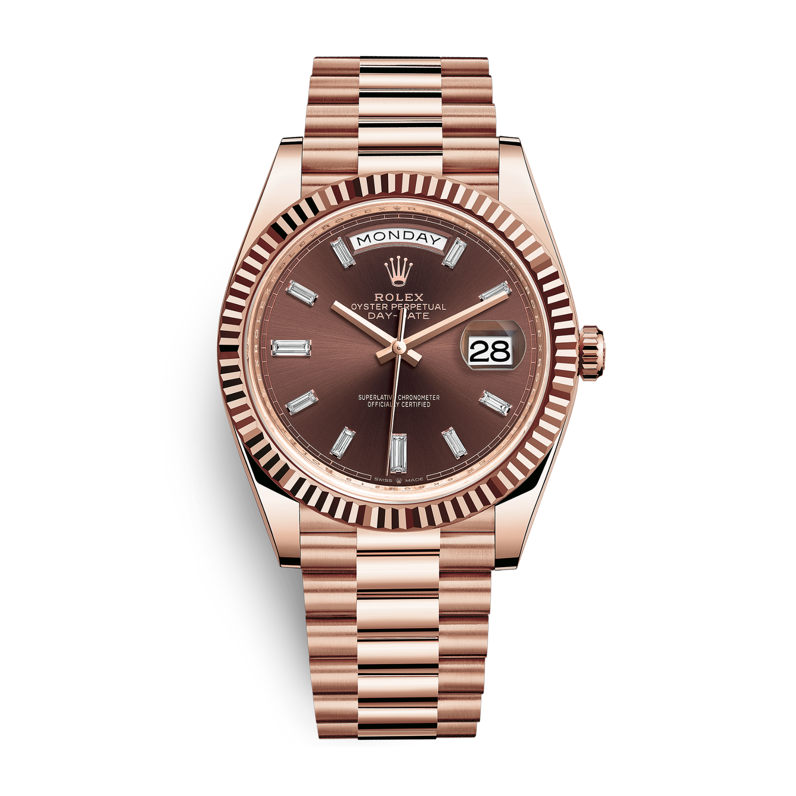 f1f4b0c06f76dd2bad289f4c1faa2fe8.png Day-Date Rose Gold Brown Dial 40mm - Image 1