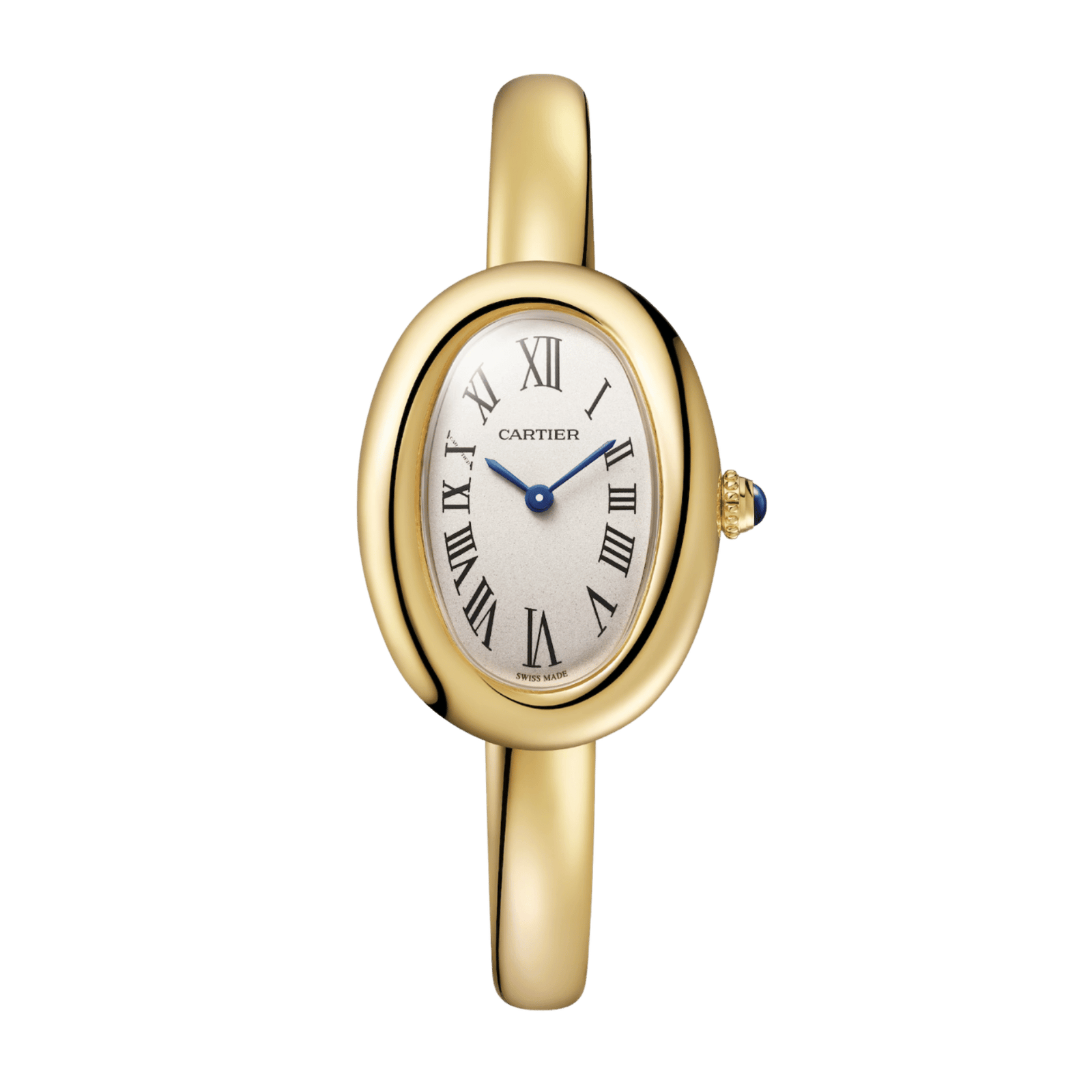 f42e3c487e04f9d3964487fb7c7dd5db.png Baignoire de Cartier Size 16 Yellow Gold Silver Dial 31mm - Image 1