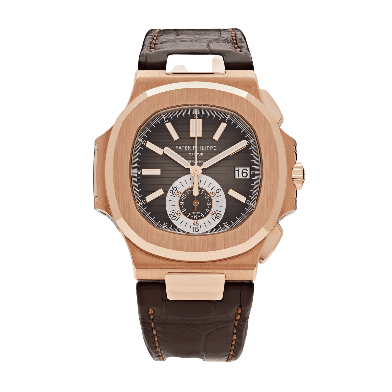 f57f59a4ccebe929fade13f58db9a10c.png Nautilus Chronograph "Tiffany & Co." Rose Gold Brown Dial 41mm - Image 1
