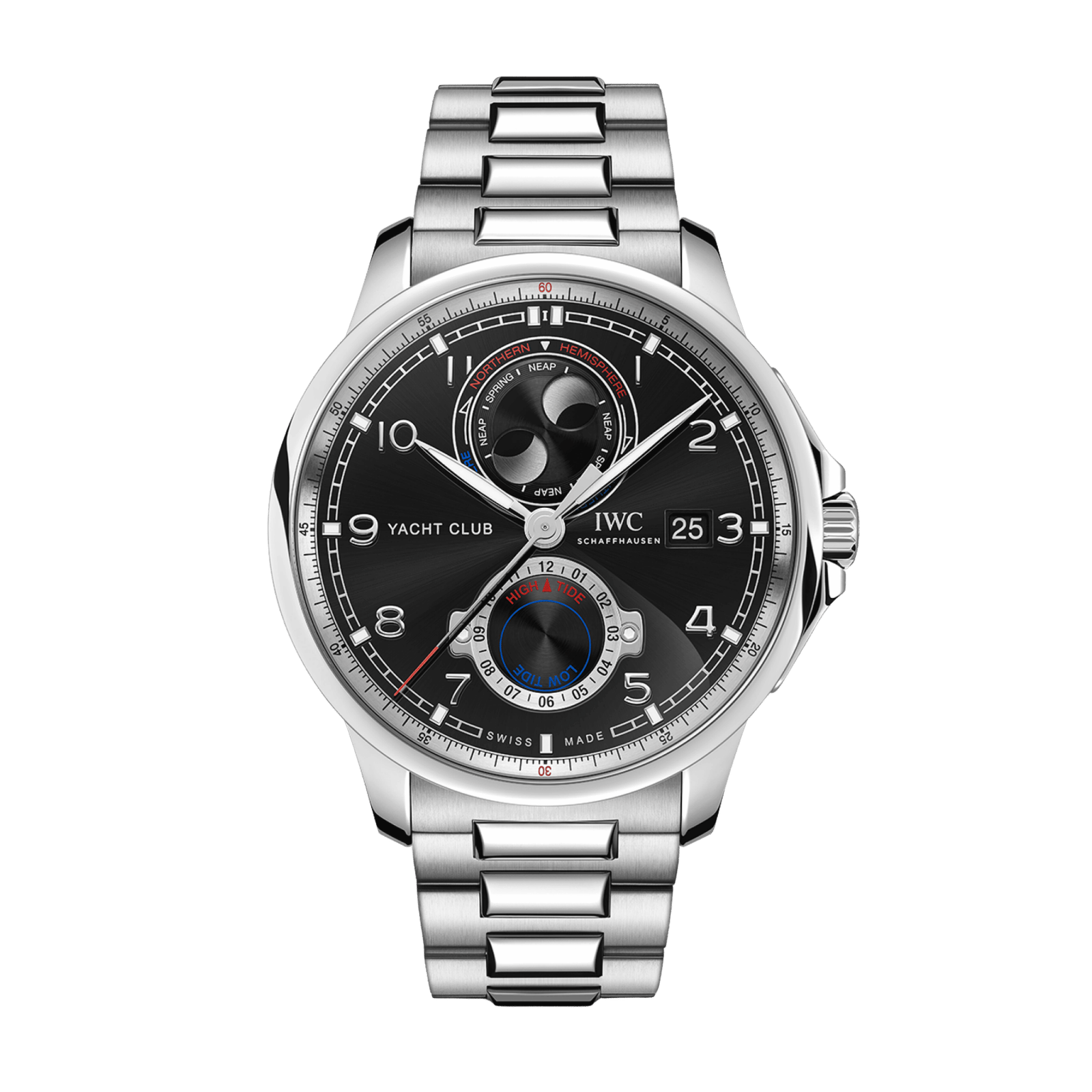 f80e781144a5cbfe1e68cc41321f7ee4.png Portugieser Yacht Club "Moon & Tide" Steel Black Dial 44mm - Image 1