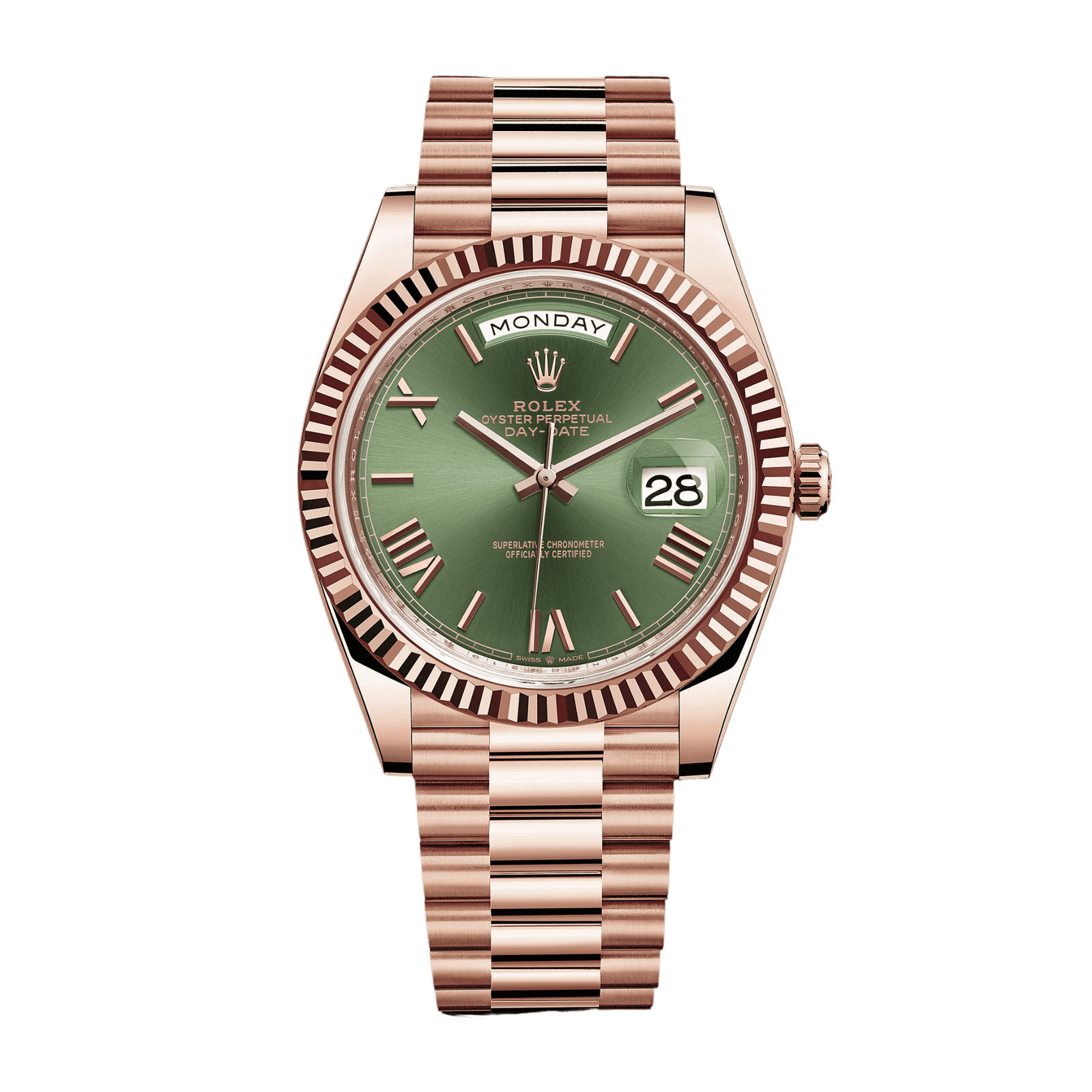 fb6a596dac8e49d342df78426d6d1a52.png Day-Date Rose Gold Olive Dial 40mm - Image 1